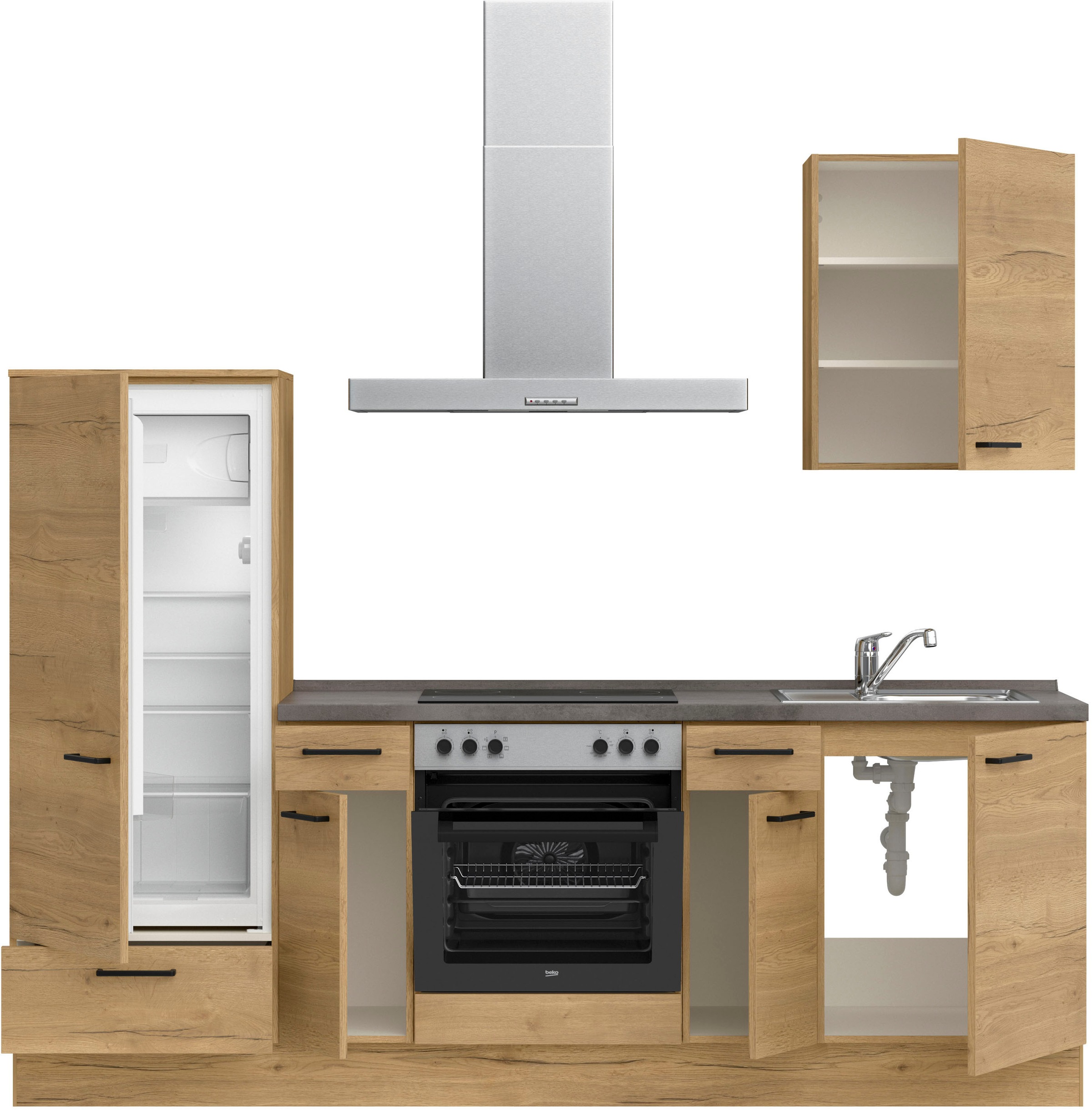 nobilia® Küchenzeile »"Structura I"«, vormontiert, Ausrichtung wählbar, Breite 240 cm, wahlw. mit E-Geräten