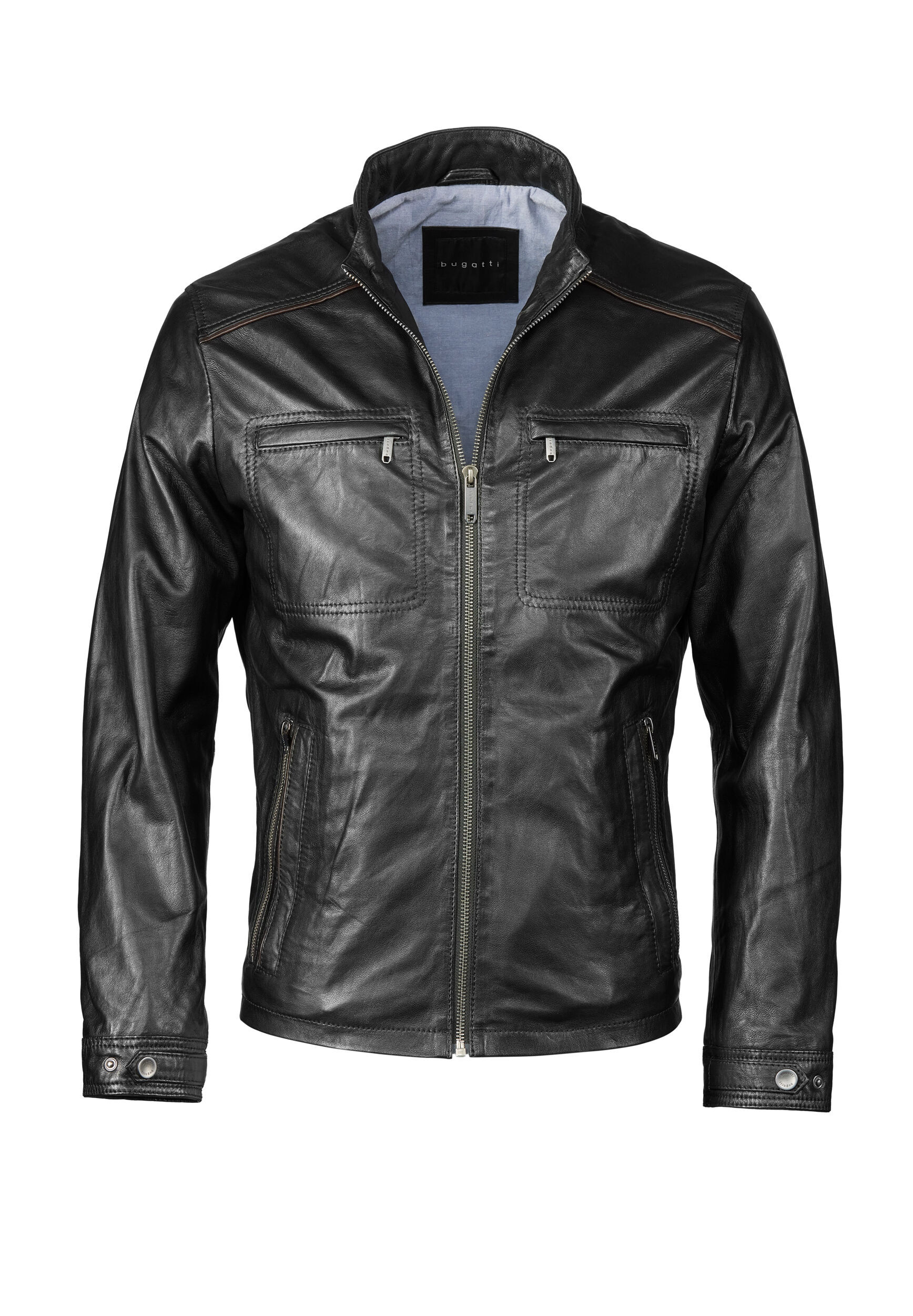 bugatti Lederjacke "BURICCARDO" mit Kapuze aus weichem Leder