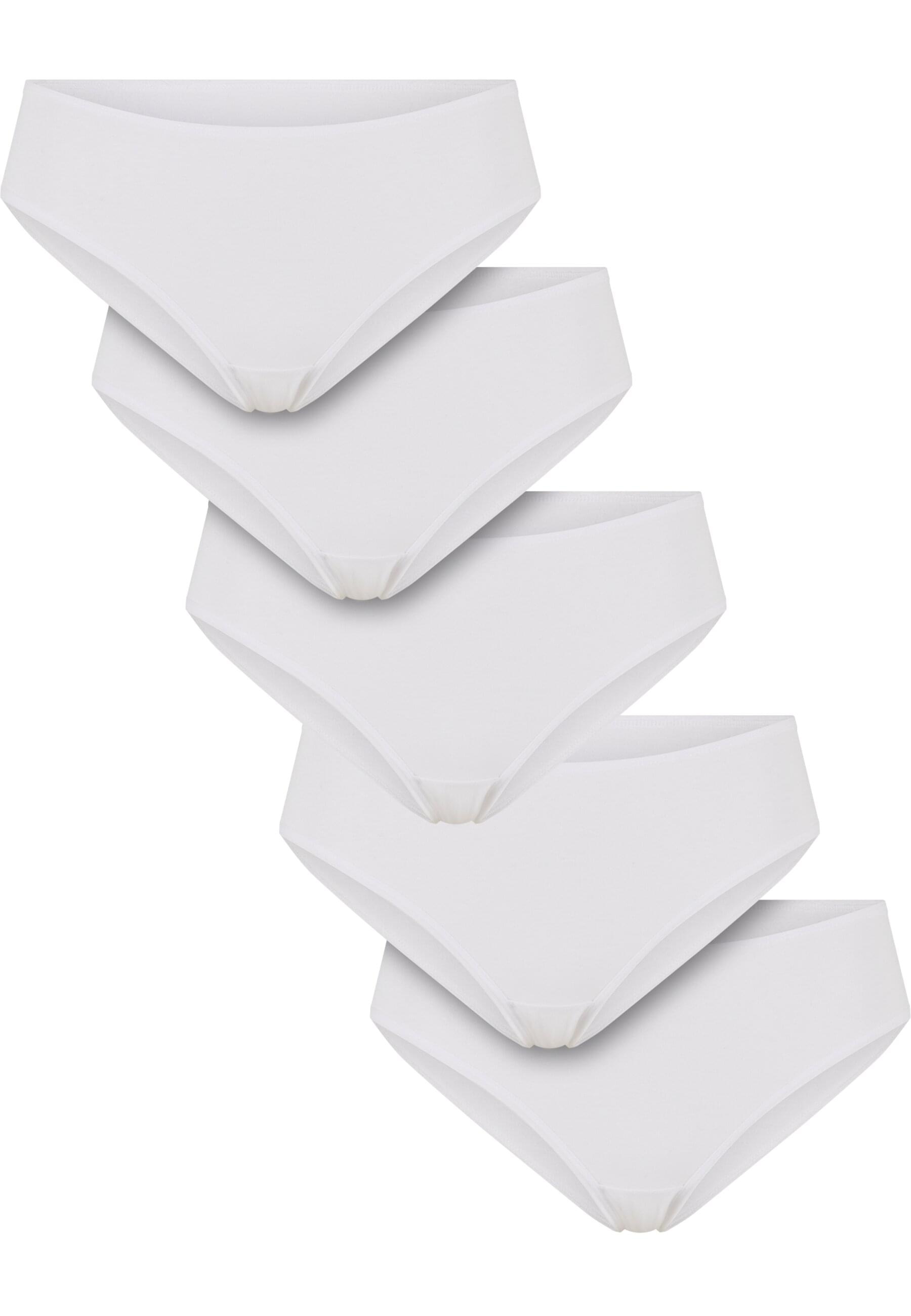 URBAN CLASSICS Damen Panty "Urban Classics Ladies Basic Cotton Brazilian 5-Pack", Gr. Lweiß, weiß, weiß, weiß, weiß, 95% Baumwolle, 5% Elasthan,