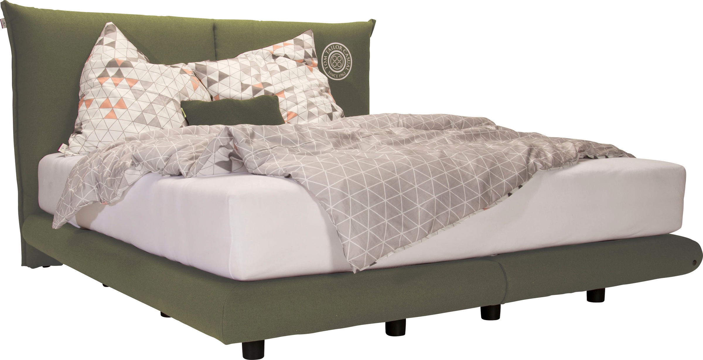 TOM TAILOR Boxspringbett »SOHO PILLOW BOX«, in Schwebeoptik, Kopfteil in Kissenform mit Knopfprint, Höhe 120 cm