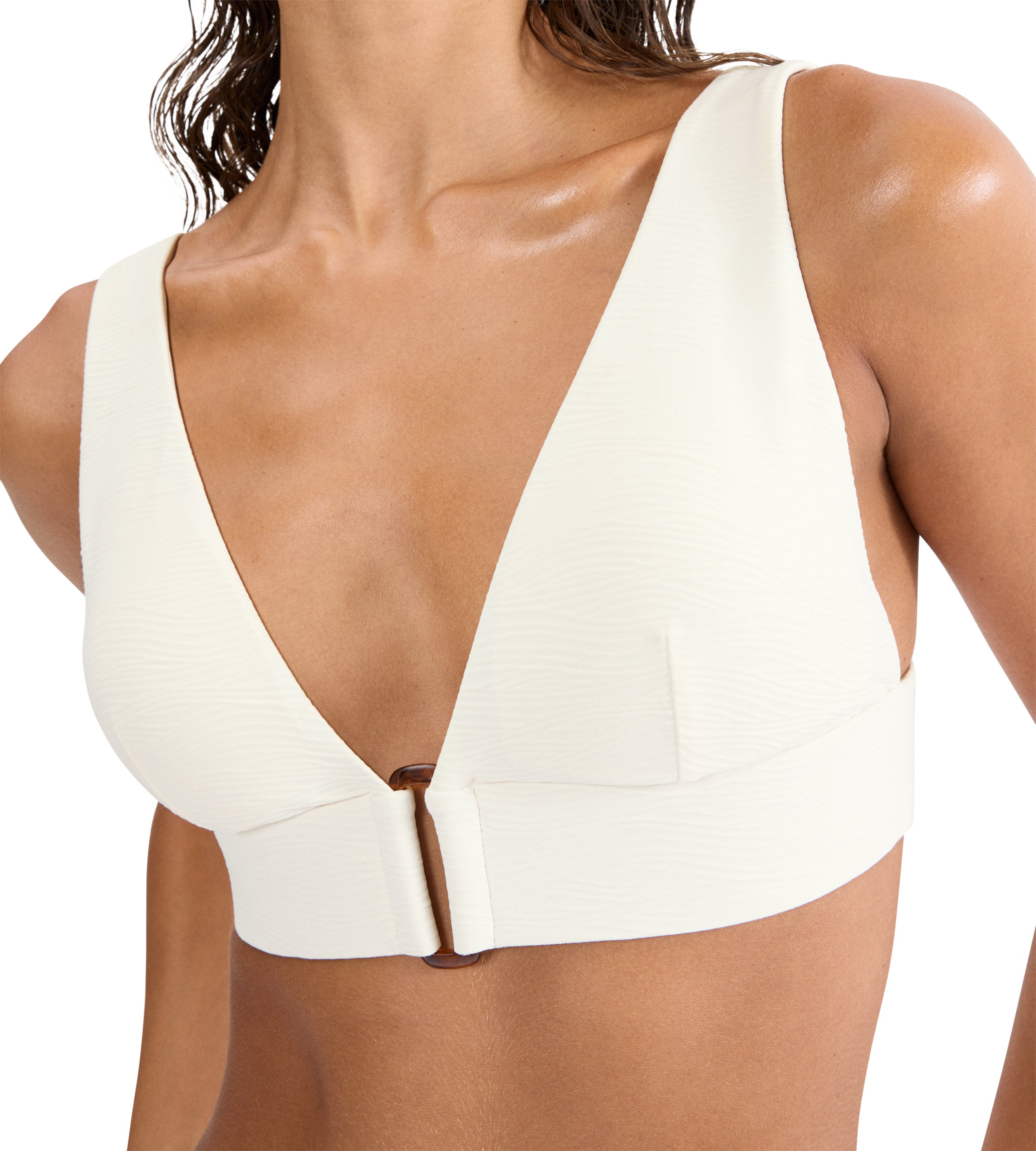 Bügel-Bikini-Top TRIUMPH "Summer Dune P", Damen, Gr. 42, Cup C, beige, Microfaser, Obermaterial: 83% Polyamid, 17% Elasthan, Bikini-Oberteile, mit Wellenstruktur 3