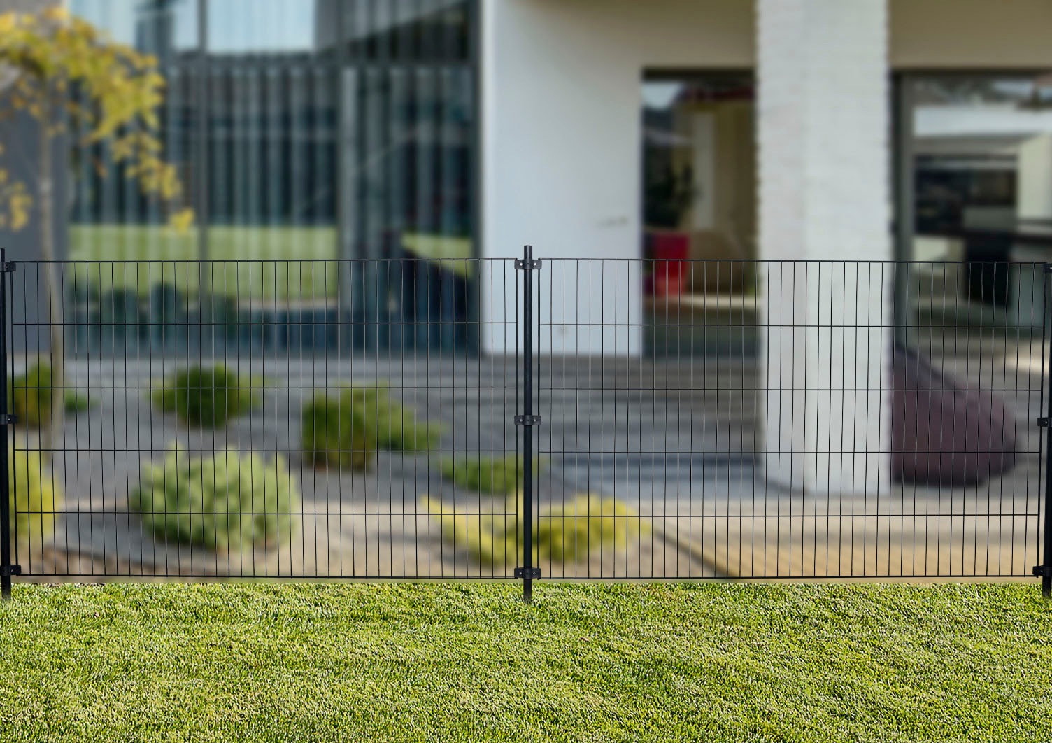 GARDEN 'N' MORE Einstabmattenzaun »mit Rundpfosten«, 5 Elemente für 10 m, LxH: 200 x 150 cm, mit 6 Pfosten