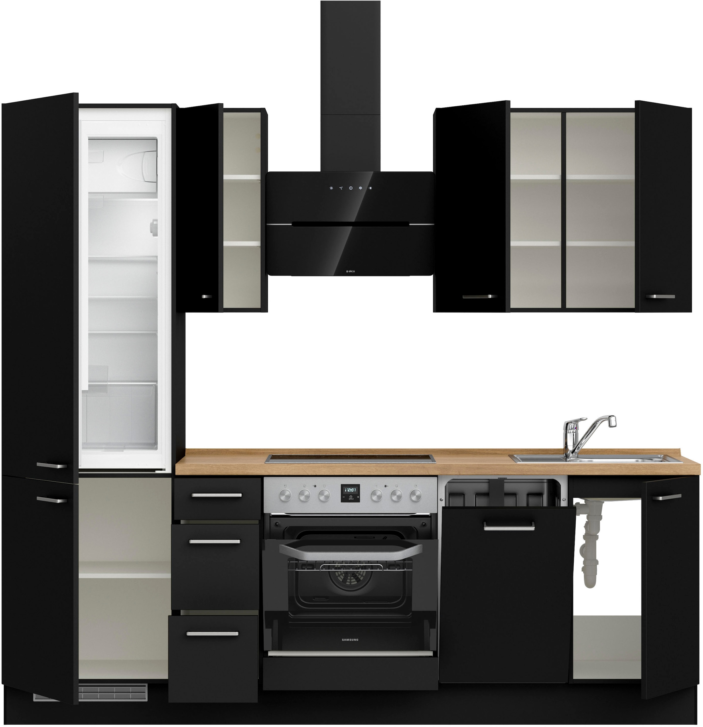 nobilia® Küchenzeile »"Touch II"«, vormontiert, Ausrichtung wählbar, Breite 240 cm, wahlw. mit E-Geräten