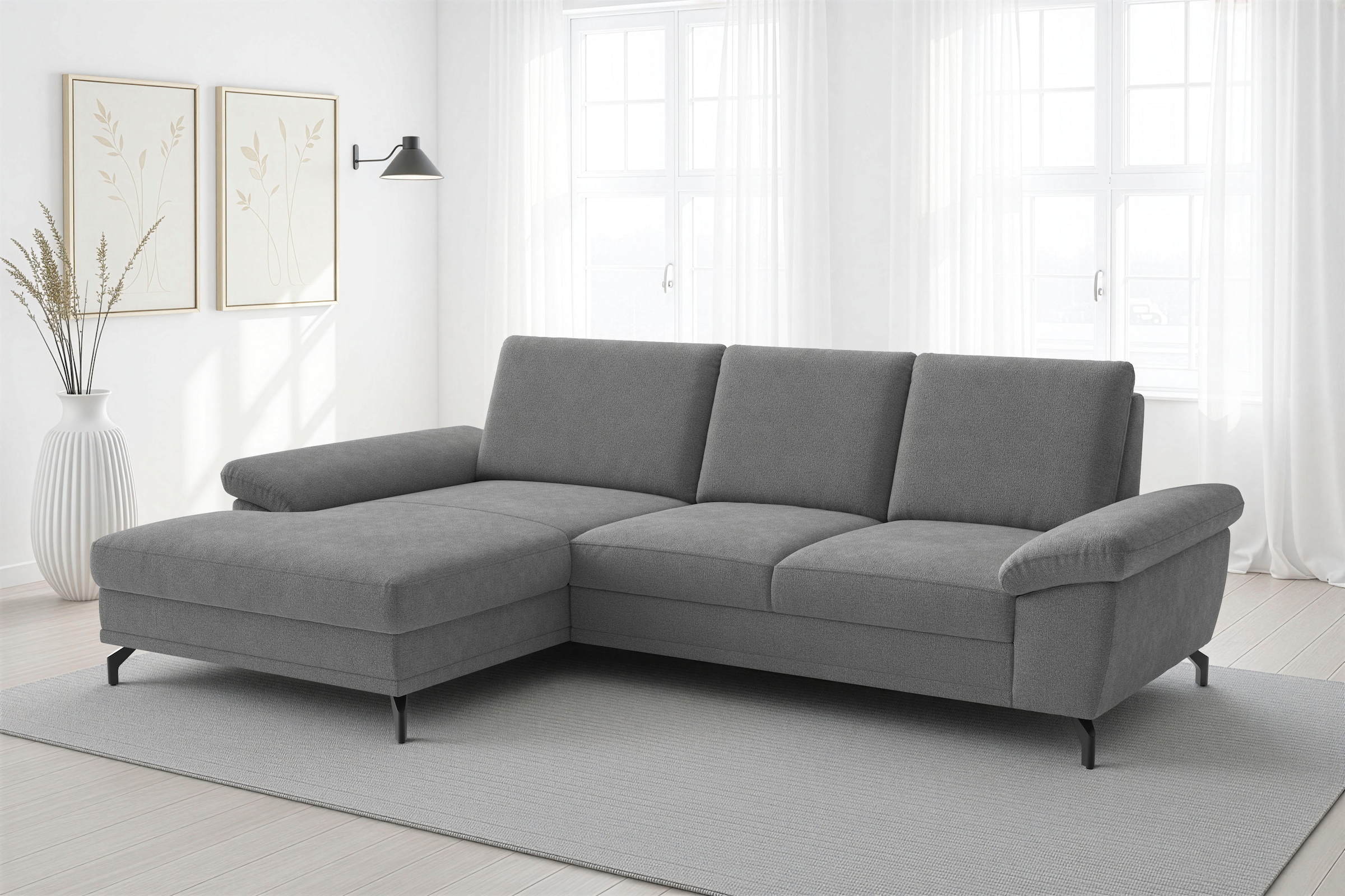 sit&more Ecksofa "Chelsea L-Form, B: 264 cm, Armteil- & Sitztiefenverstellung" optional Schlaffunktion und Bettkasten
