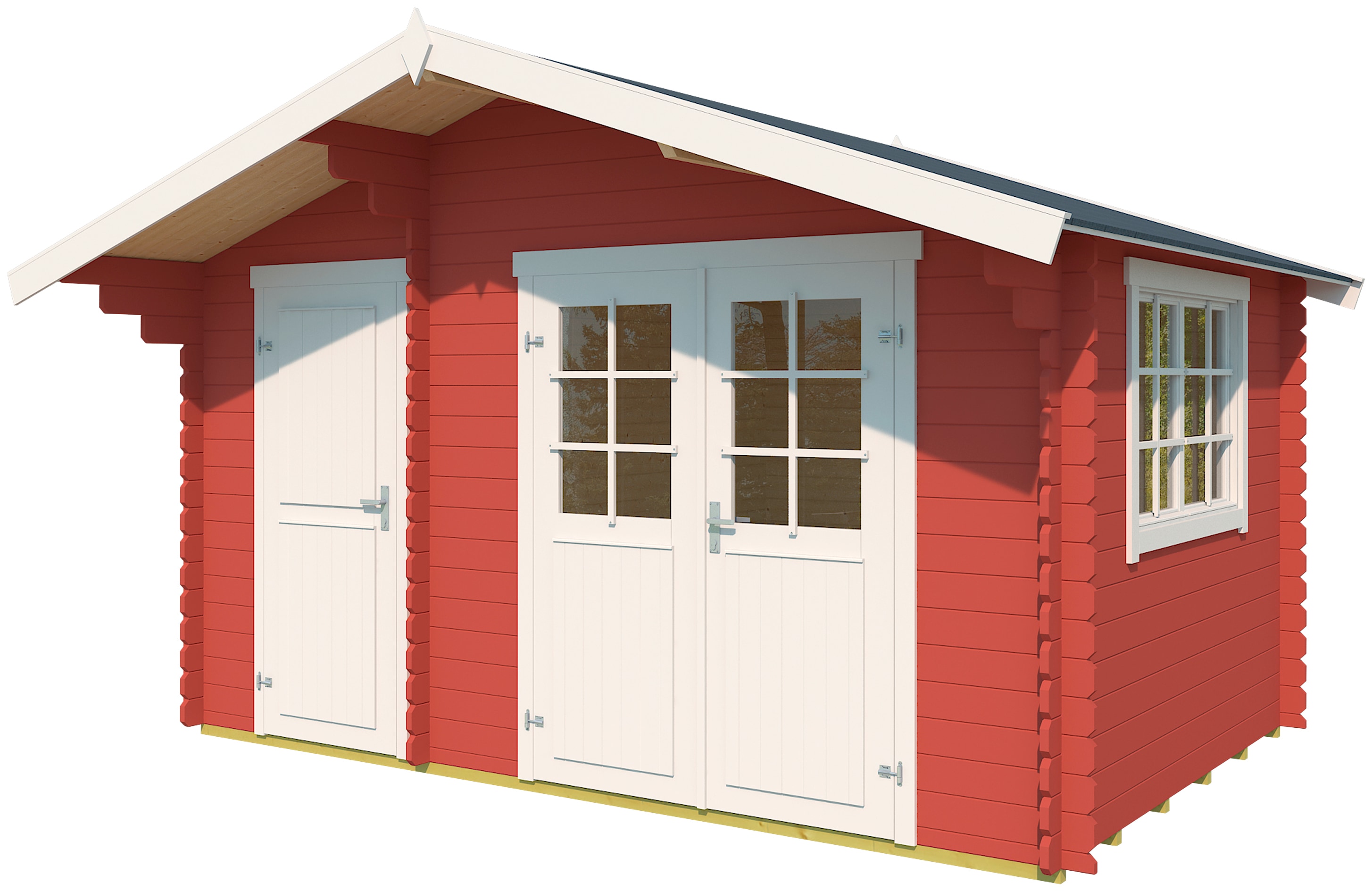 LASITA MAJA Gartenhaus "Keila 28" Blockbohlenhaus 28mm 2-Raum, Fundamentmass 3800x2500, Schwedenrot