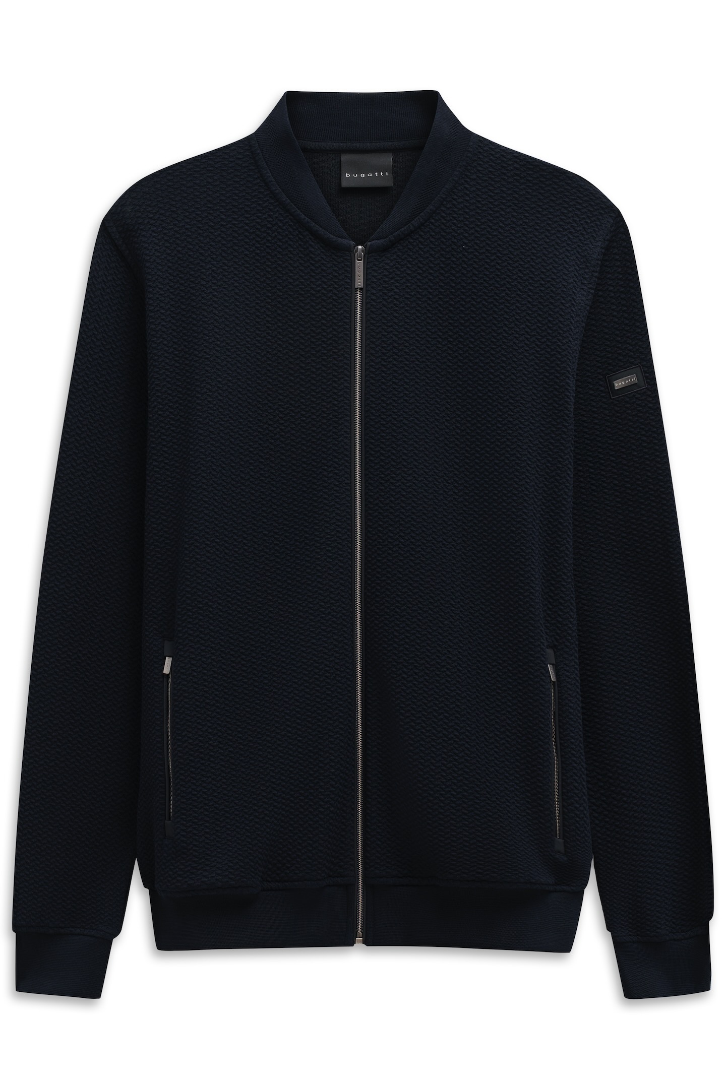 Thumbnail - bugatti Sweatjacke "Modern Fit" mit Collegekragen und Reißverschluss