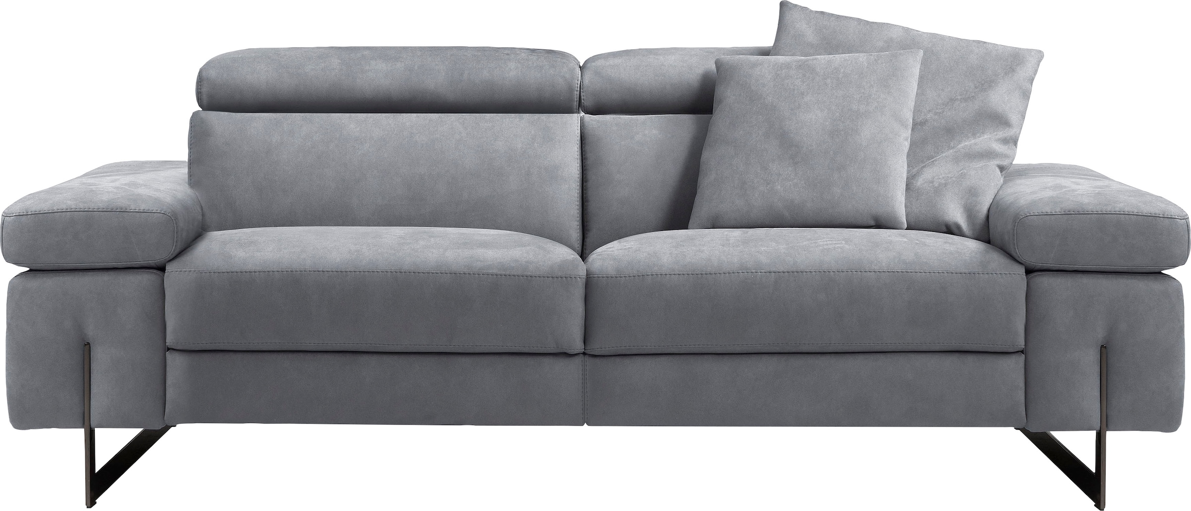 Egoitaliano 2,5-Sitzer "Candice, elegant und edel, hochwertiges Designsofa, bequem" Kopfteile manuell verstellbar, titanumfarbene Kufenfüße