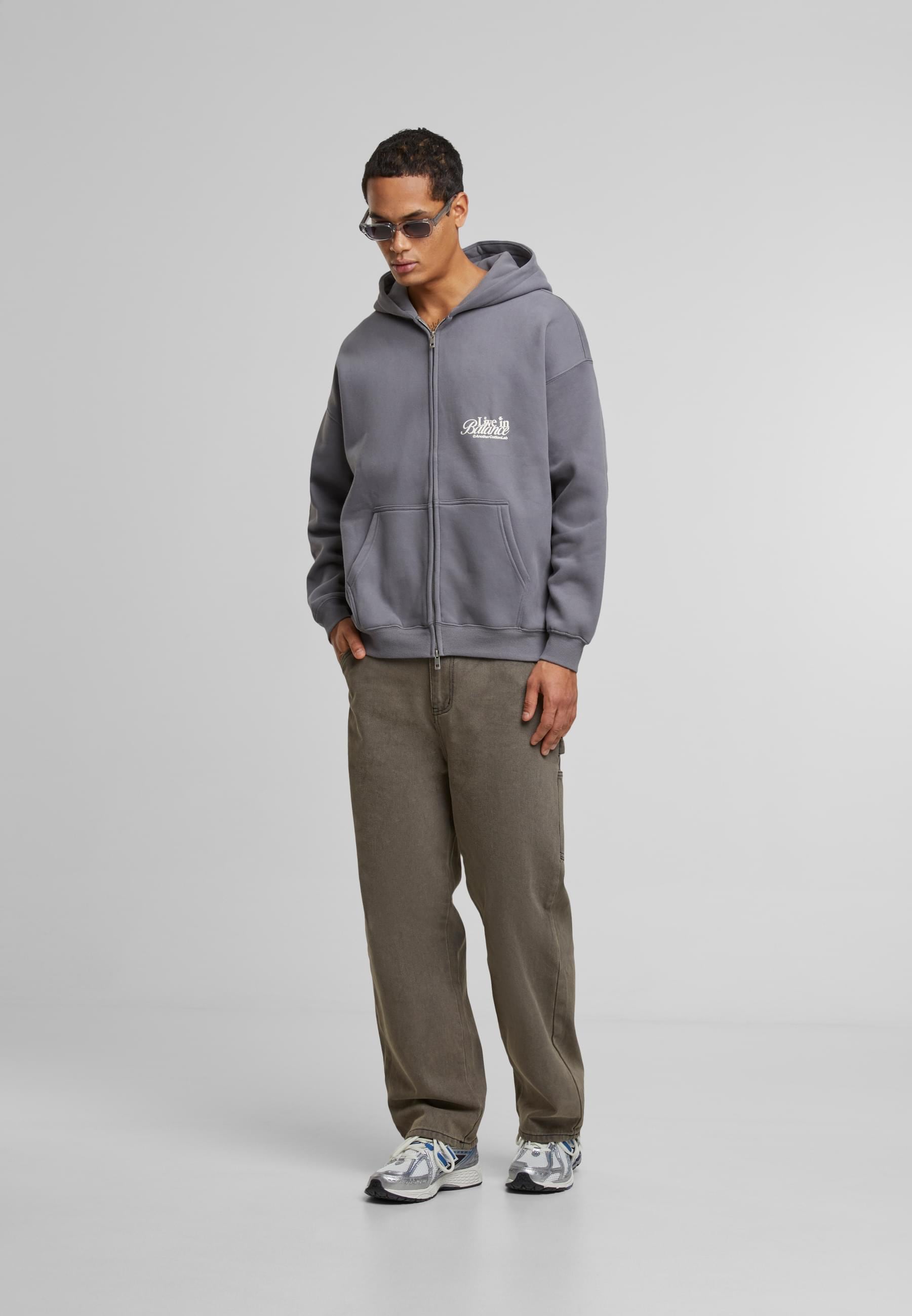 Another Cotton Lab Kapuzensweatshirt »Another Cotton Lab Live in Balance Heavy Oversized Zip Hoodie«, (1 tlg.)