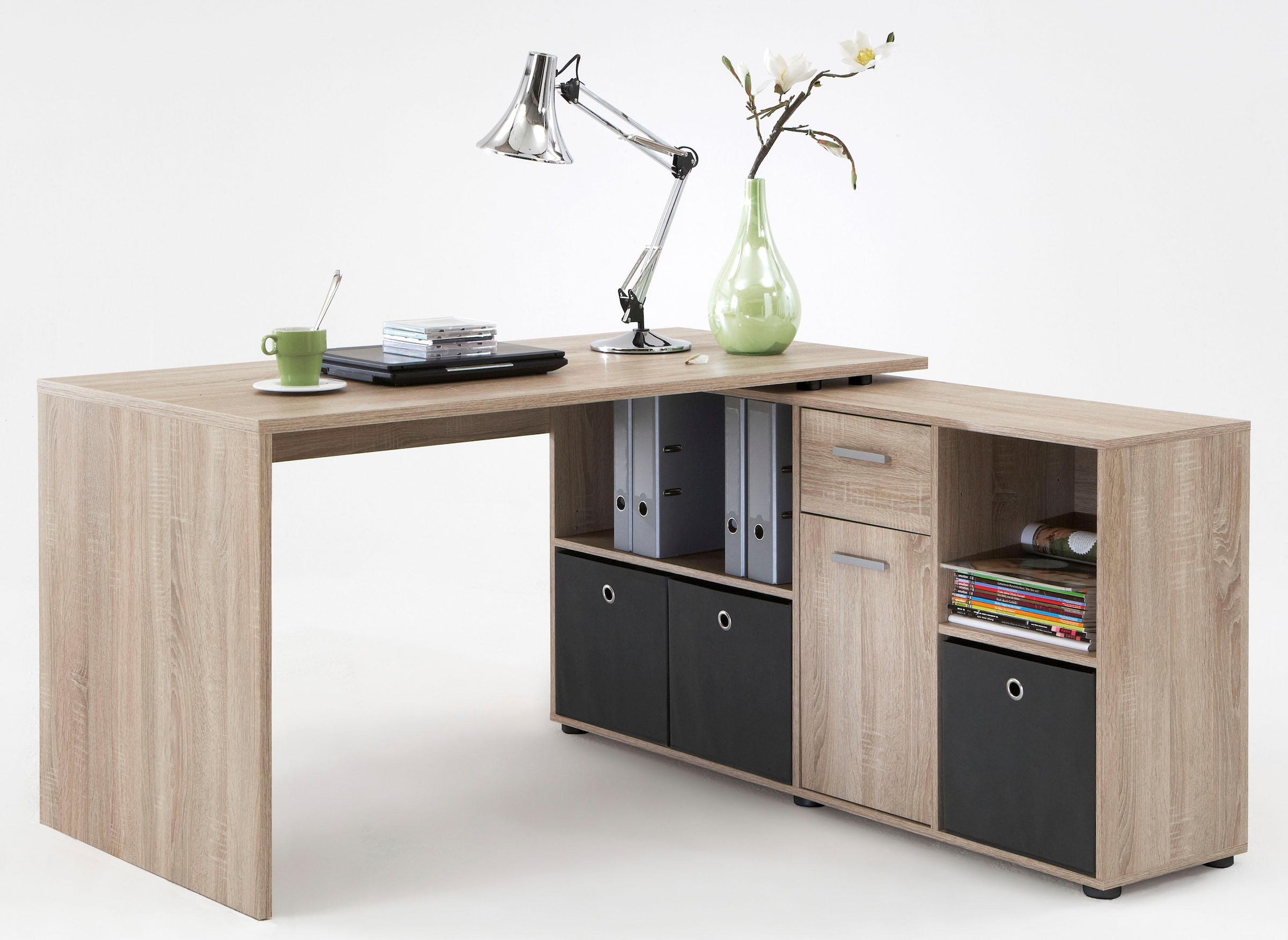 FMD Eckschreibtisch »Lex, Schreibtisch / 136 / Breite Germany Made cm, Sideboard,«, 205 in drehbar