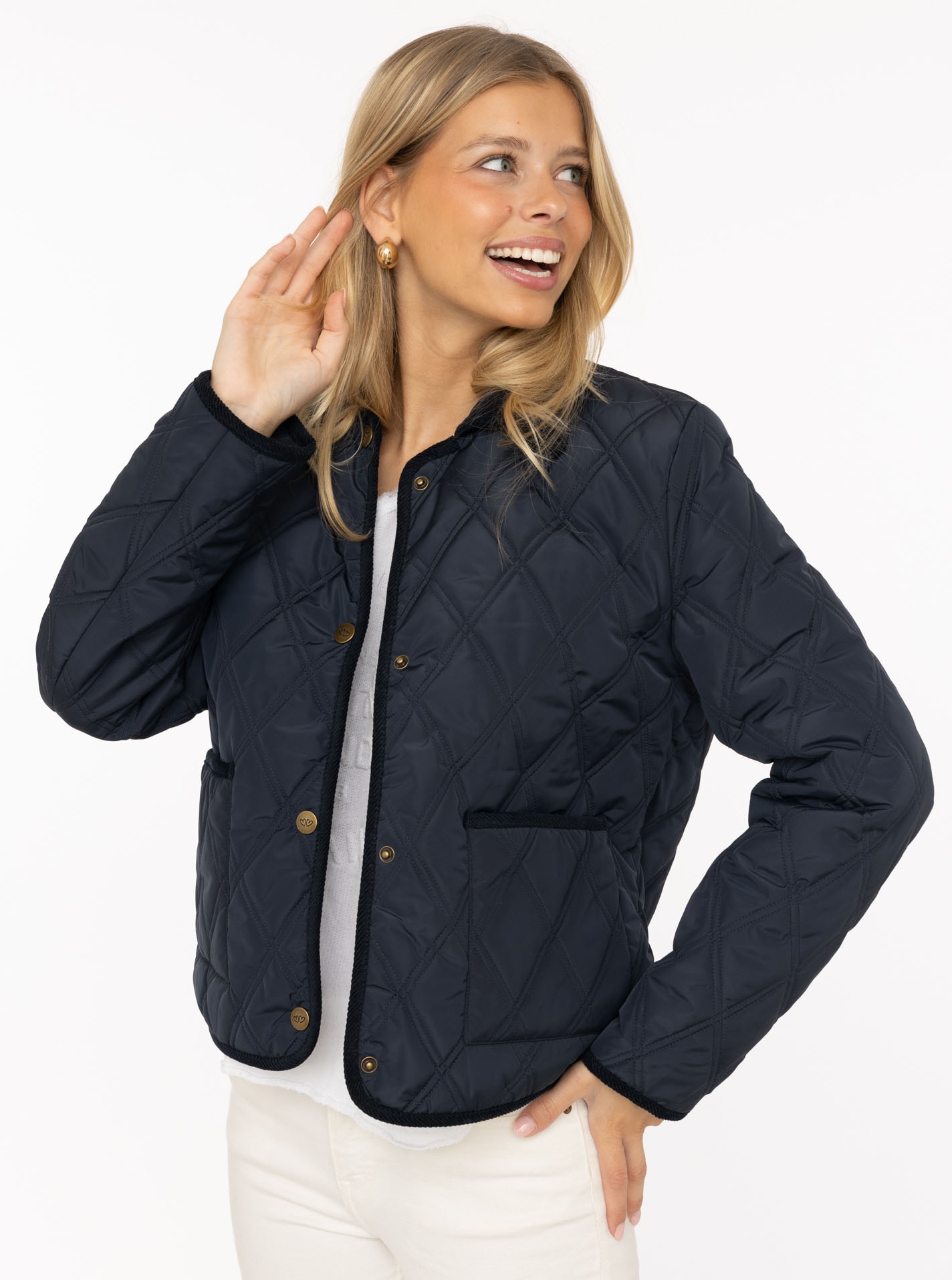 Zwillingsherz Steppjacke »"Classic"« Kordkragen, Knopfleiste und Taschen
