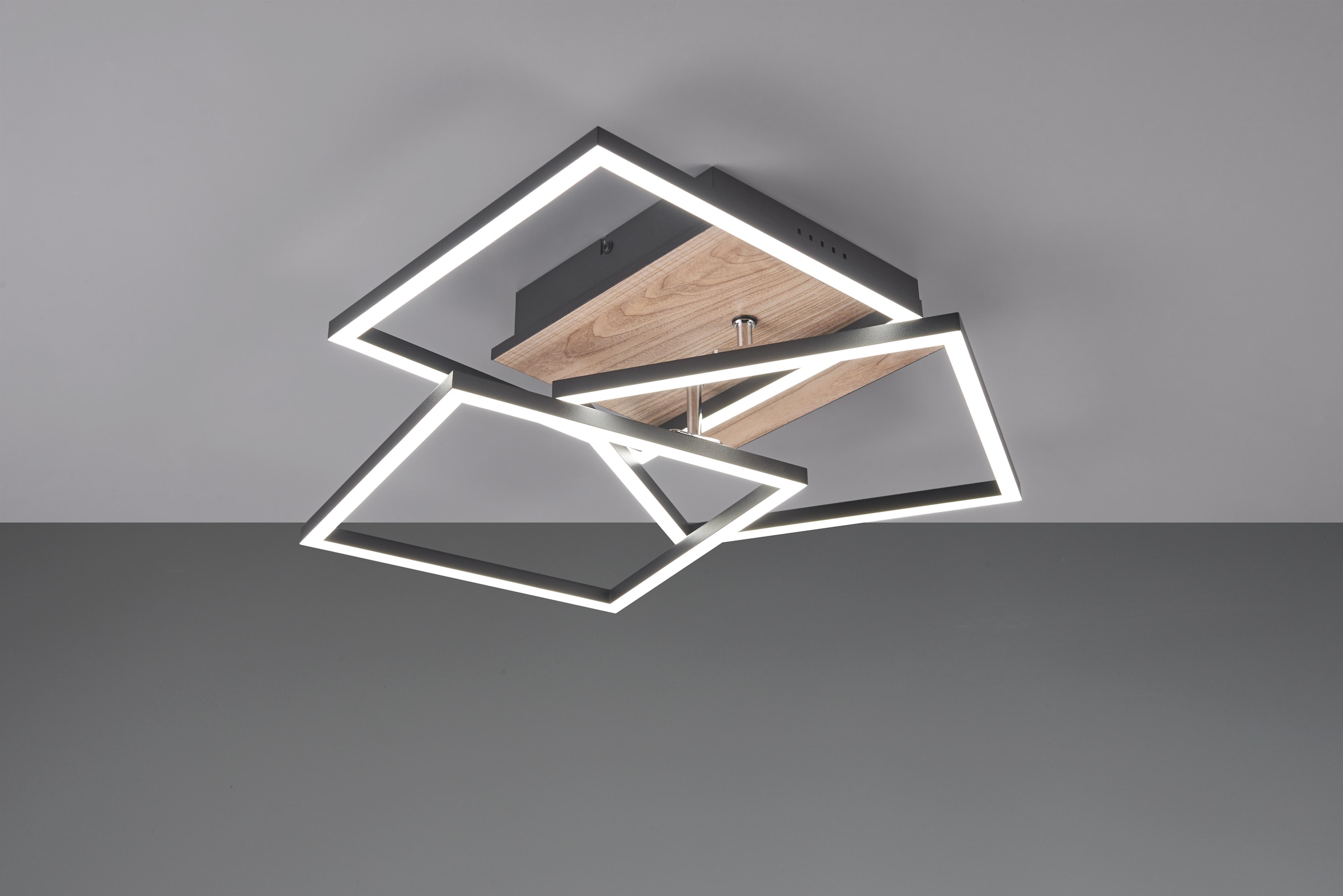 REALITY Leuchten LED Deckenleuchte »MOBILE, LED Deckenlampe 2700-6000K 3200 Lumen inkl Fernbedienung CCT«, 1 flammig, Leuchtmittel LED-Board | LED fest integriert, dimmbar Nachtlicht schwenkbare LED Elemente schwarz + Holz-Optik
