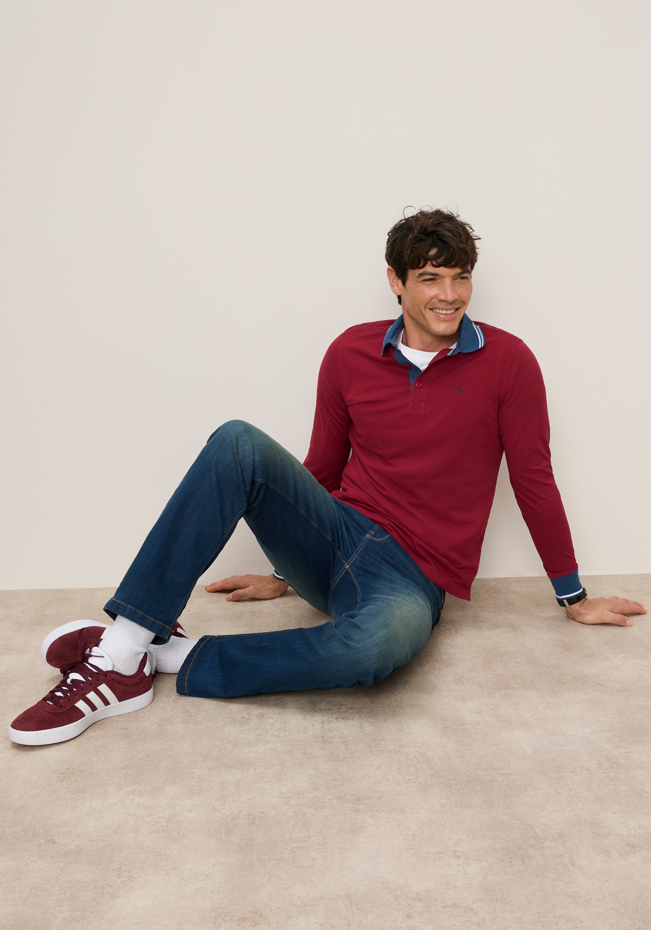 Mans World Poloshirt normale Passform, mit Langarm, klassischer Casual-Look