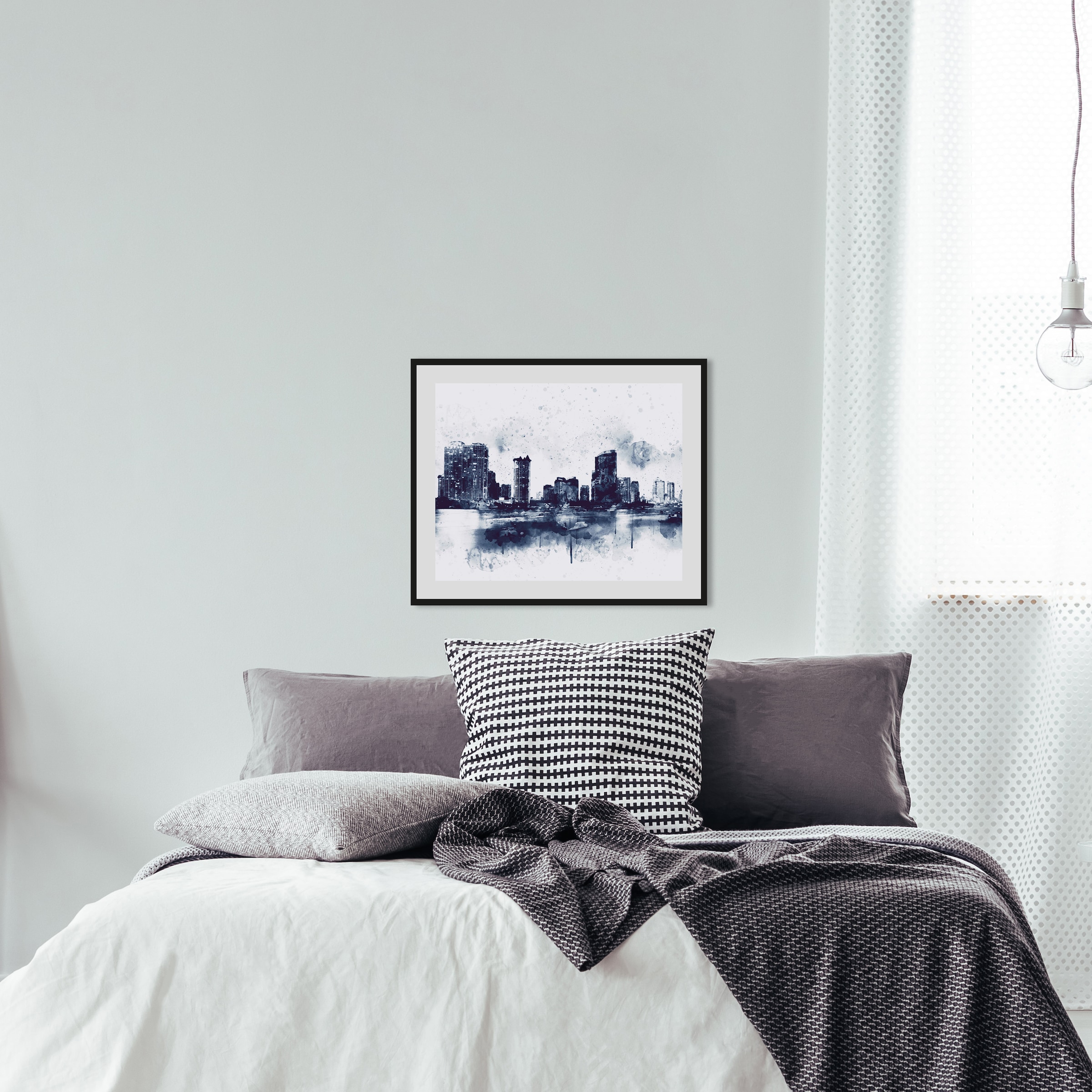 queence Bild »Mareike«, Städte-Stadt-Gebäude-Kunst-Himmel, HD Premium Poster-Druck inkl. Holzrahmen