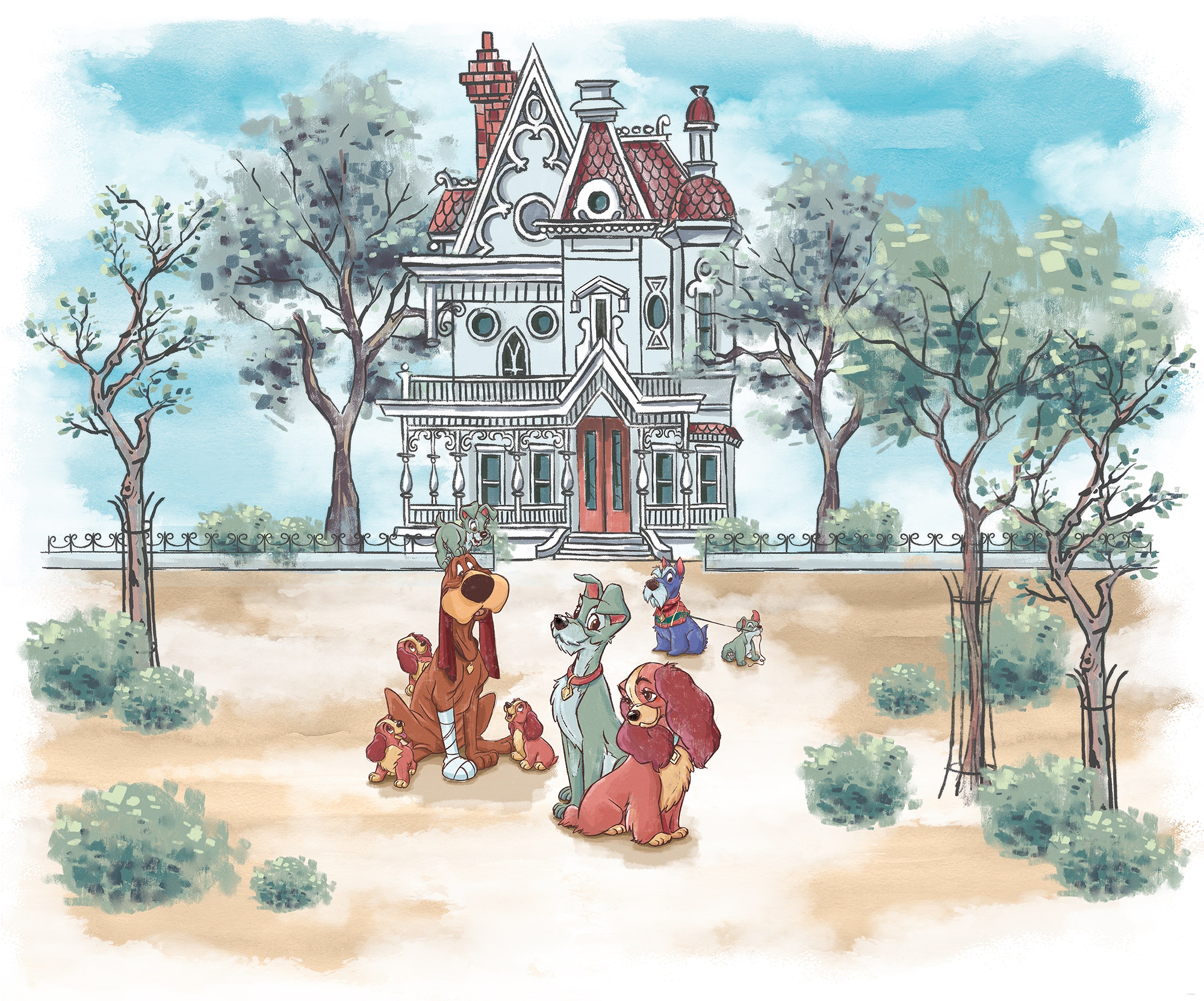 Komar Kindertapete »Disney Lady and the Tramp Sweet Home«, bedruckt