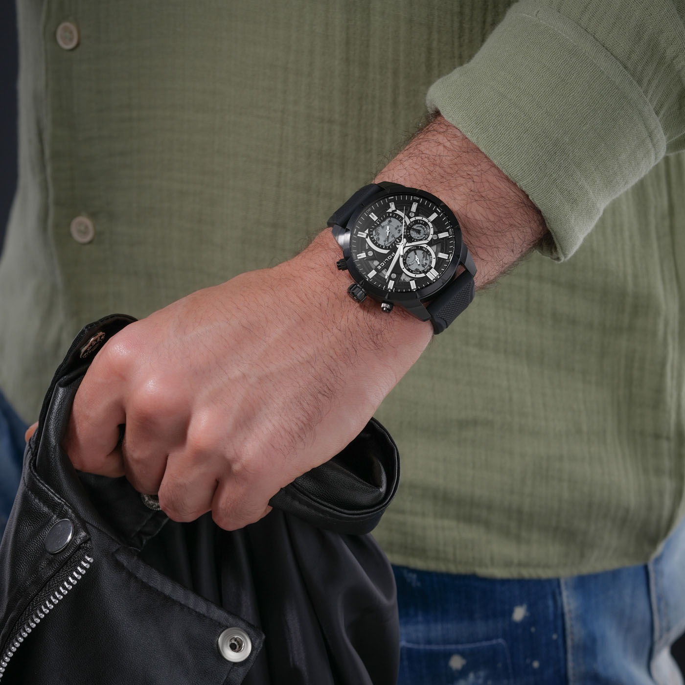 Police Multifunktionsuhr »NEIST«, Quarzuhr, Armbanduhr, Herrenuhr, Silikonarmband, analog