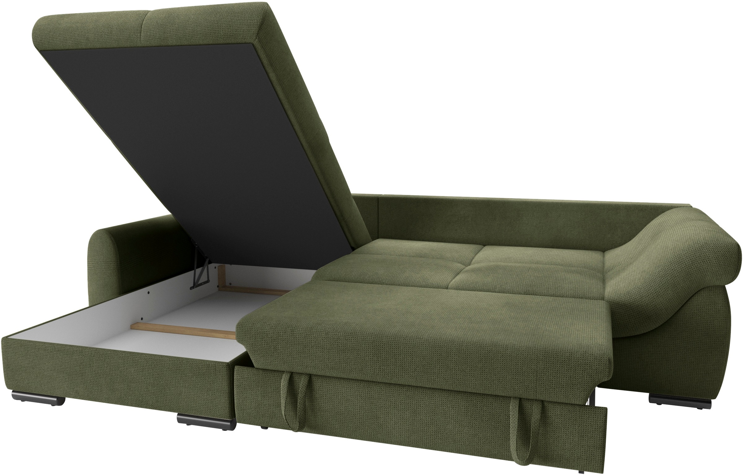 Mr. Couch Ecksofa »Livorno L-Form«, inkl. Hochschläfer-Bettauszug, XL-Bettkasten weiß beschichtet