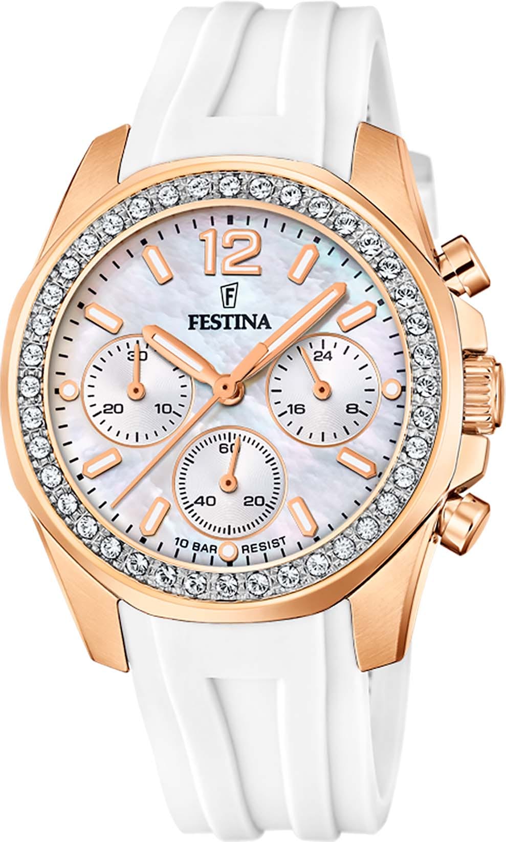 Festina Chronograph »Boyfriend, F20611/1«, Armbanduhr, Quarzuhr, Damenuhr, Stoppfunktion