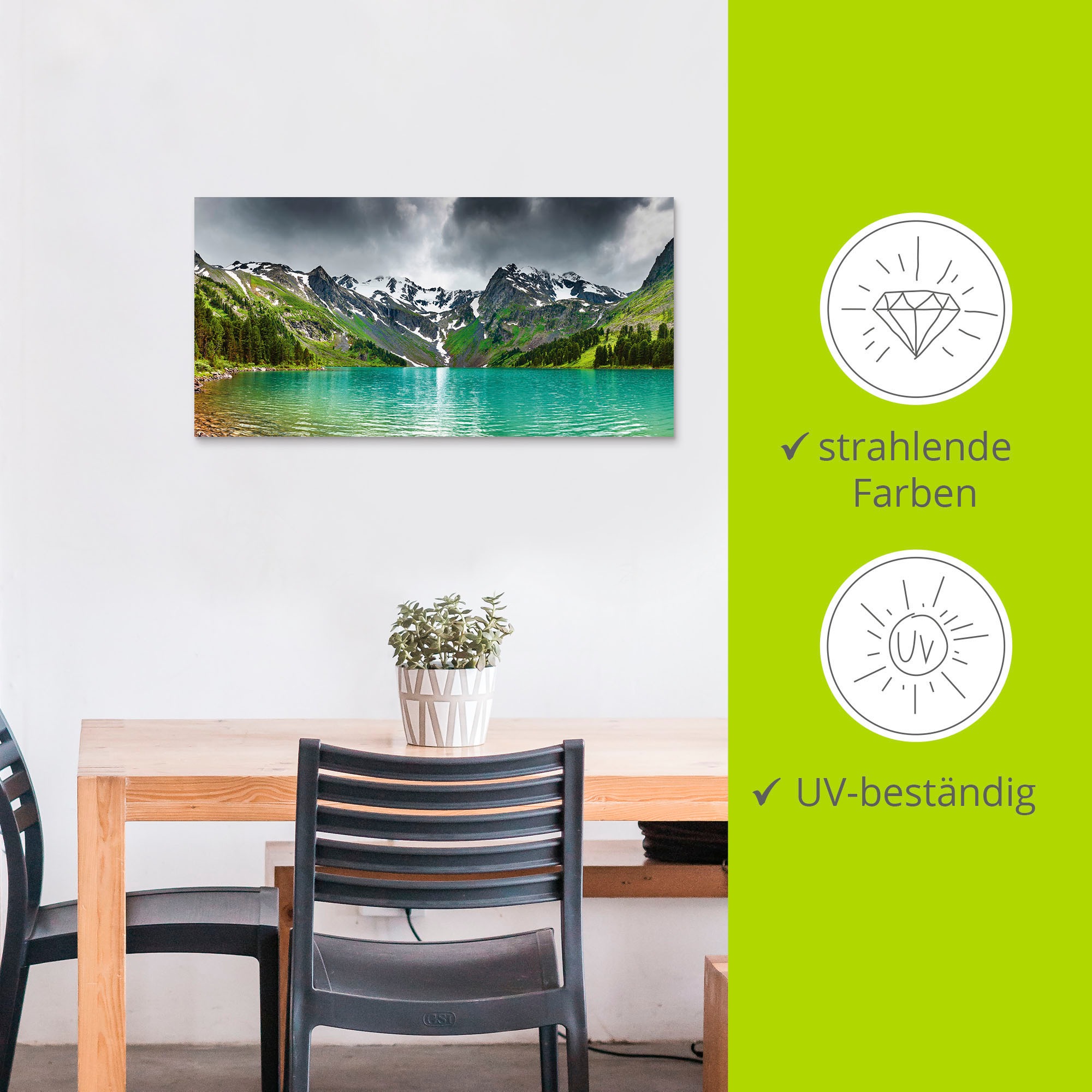 Artland Wandbild »Bergsee«, Berge, (1 St.), als Alubild, Outdoorbild, Leinwandbild, Poster in verschied. Größen