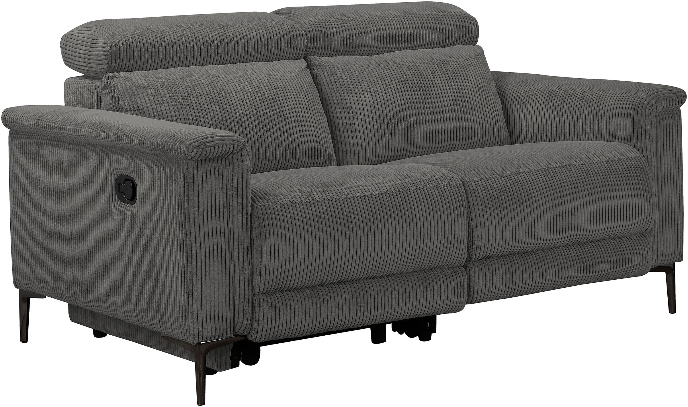 2-Sitzer OTTO HOME "LUND Cord, 160 cm, manuelle o. elektrische Relaxfunktion", grau (anthrazit), B:160cm H:97cm T:100cm, 100% Polyester, Sofas, USB-C bei elektrischer Ausführung, mit Kopfteilverstellung 6