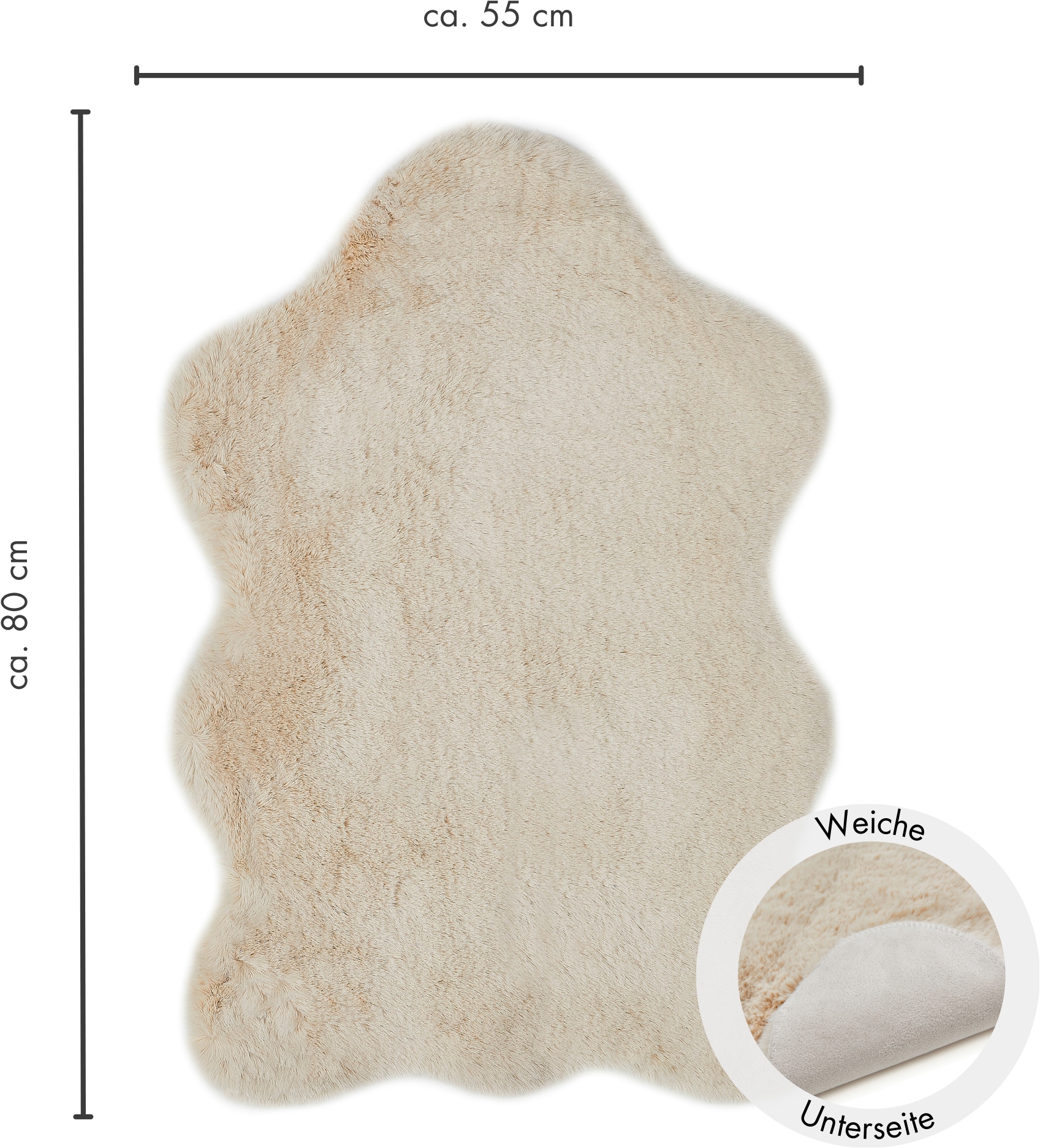 LUXOR living Fellteppich »Novara«, fellförmig, 30 mm Höhe, Kunstfell, weiche Kaninchenfell-Haptik, waschbar, auch als 2er Set
