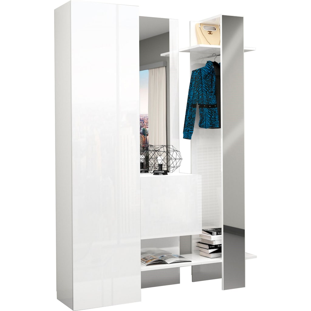 INOSIGN Garderoben-Set »Kompakt«, (3-er Set: Schuhschrank, Schuhfach, Garderobenpaneel mit Spiegel.), Höhe ca. 190 cm