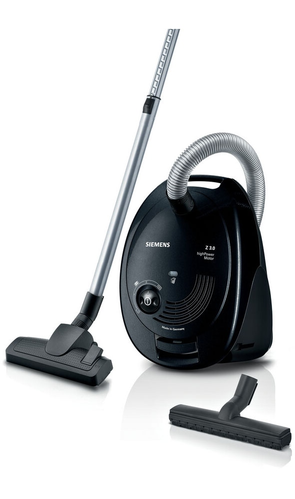 SIEMENS Bodenstaubsauger »Z 3.0 VSZ3B212, Made in Germany, Hygiene-Filter, kompakt«, 700 W, mit Beutel, hohe Saugkraft, spezielle Hartbodendüse, integriertes Zubehör, schwarz