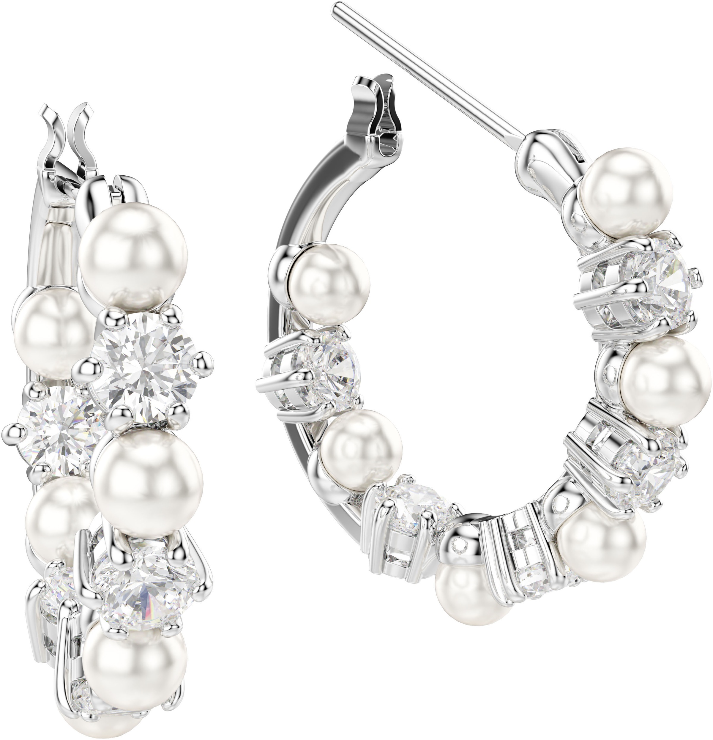 Swarovski Paar Creolen »Schmuck Geschenk Matrix Drop-Ohrhänger, 5709256«, mit Swarovski® Zirkonia (synth.) - mit Swarovski® Perle