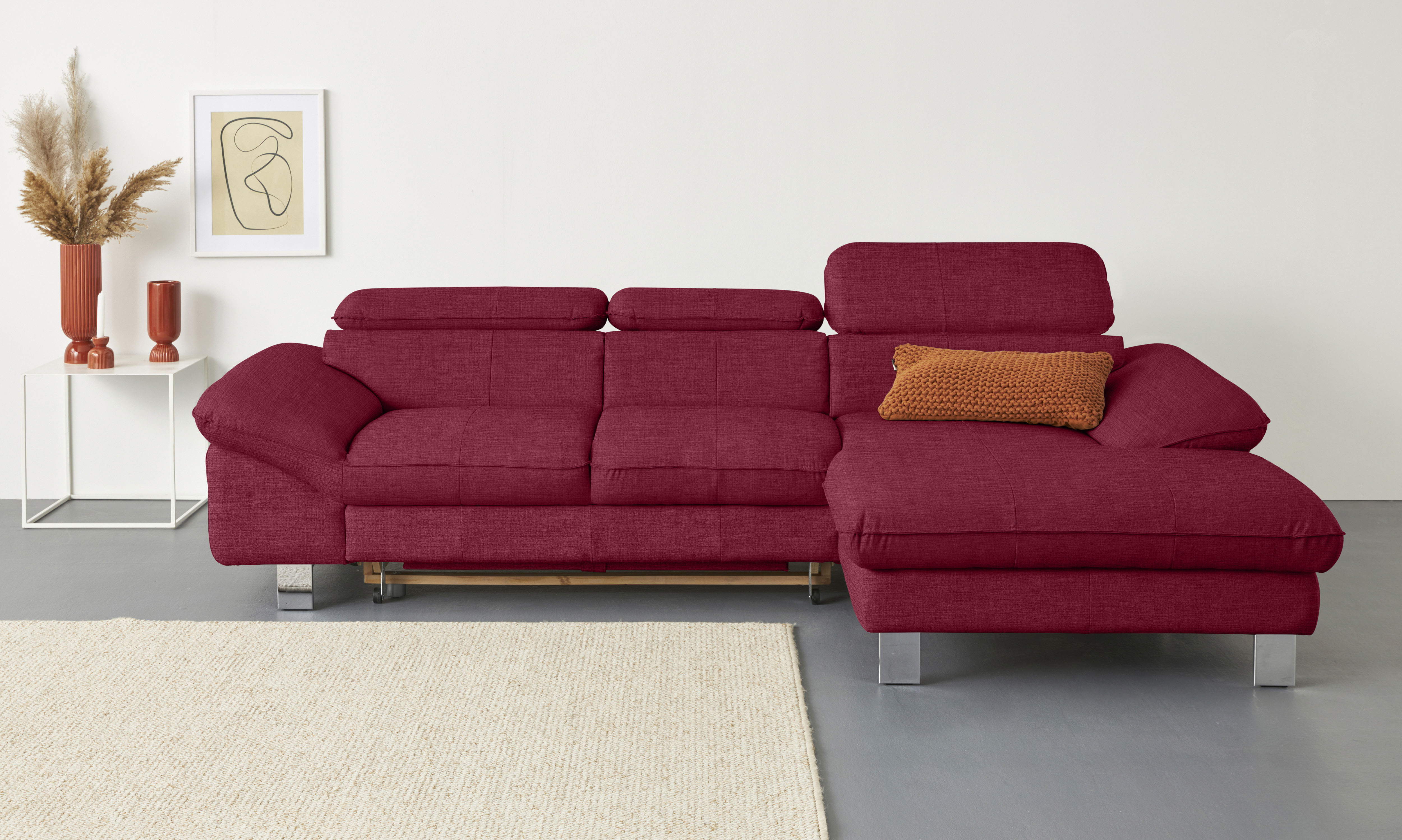 COTTA Ecksofa "Driver L-Form, B:268 cm, moderne Couch mit Wellenunterfederung" Kopfteilverstellung, optional Schlaffunktion & Bettkasten