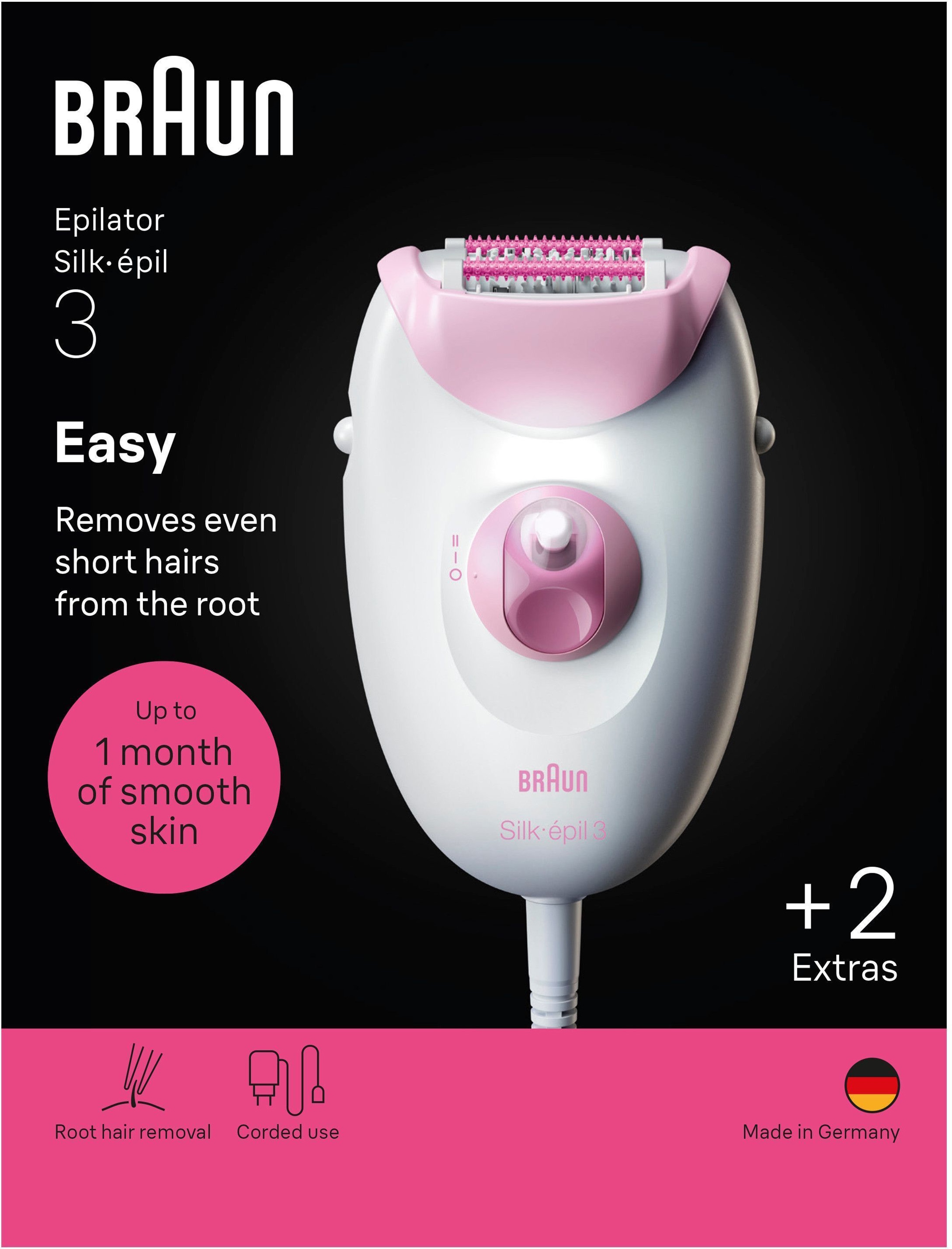 Braun Epilierer »Silk-épil 3 SE3-031« kabelgebundener Epilierer, Rasier- & Trimmeraufsatz