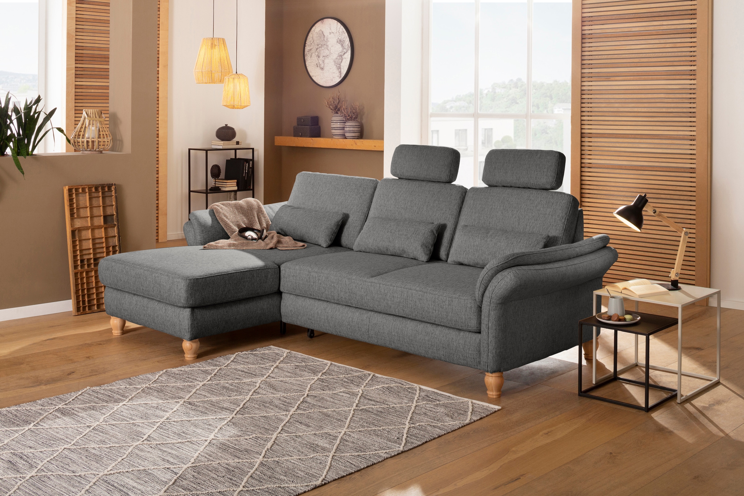 Home affaire Ecksofa »Palace L-Form«, incl. Sitztiefenverstellung, wahlweise mit Bettfunktion und Stauraum