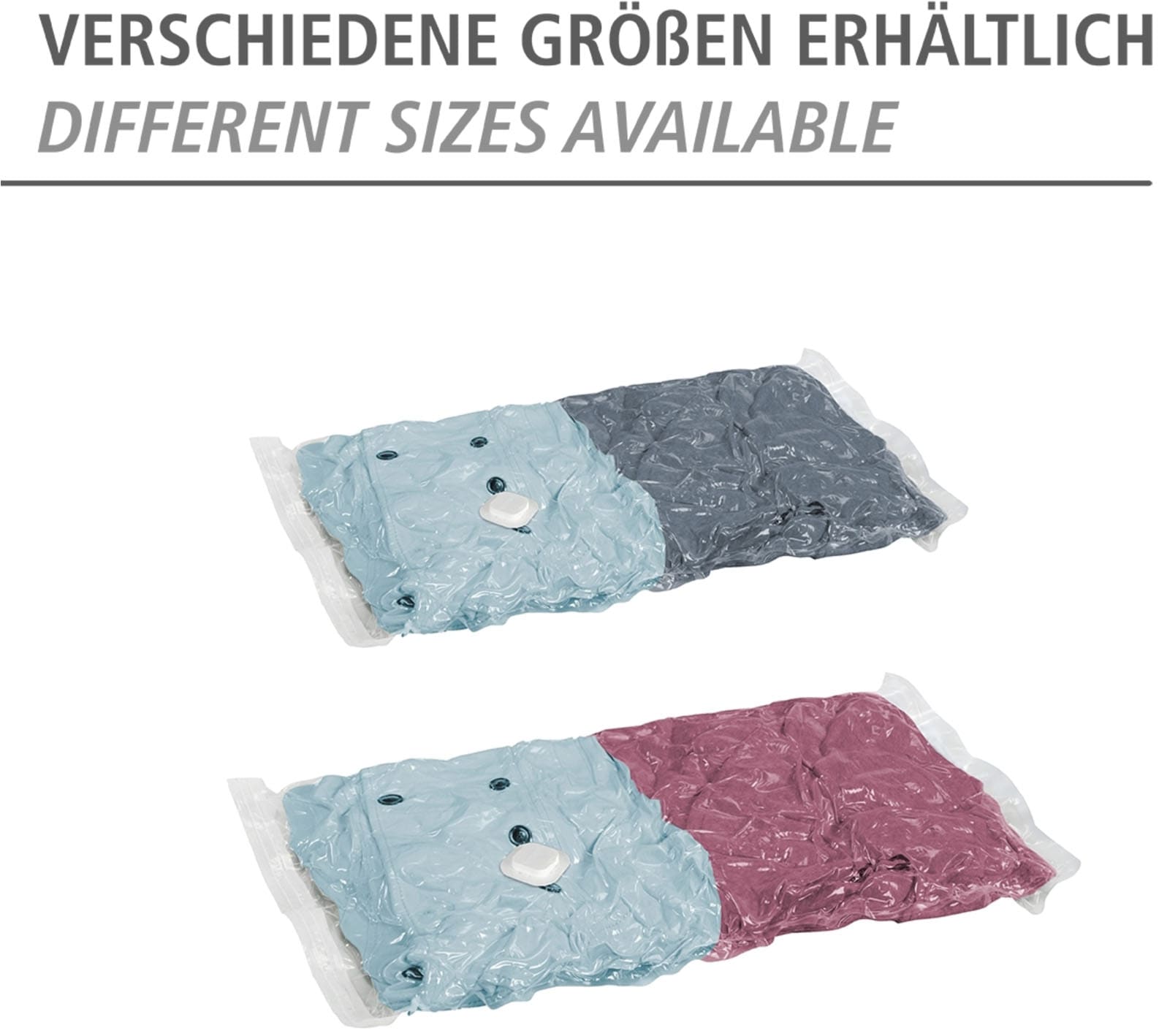 WENKO Vakuumierbeutel »Reise-Set«, (Set, 6 tlg.), Vakuumbeutel für Kleidung zur platzsparenden Aufbewahrung, mit Pumpe