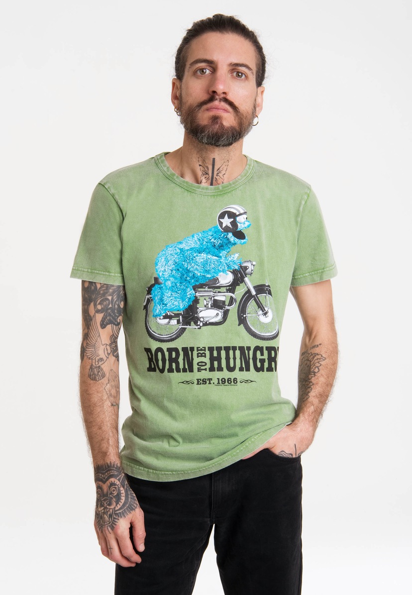 lizenziertem T-Shirt LOGOSHIRT Motorrad«, - »Sesamstraße Krümelmonster ▷ | für BAUR Print mit