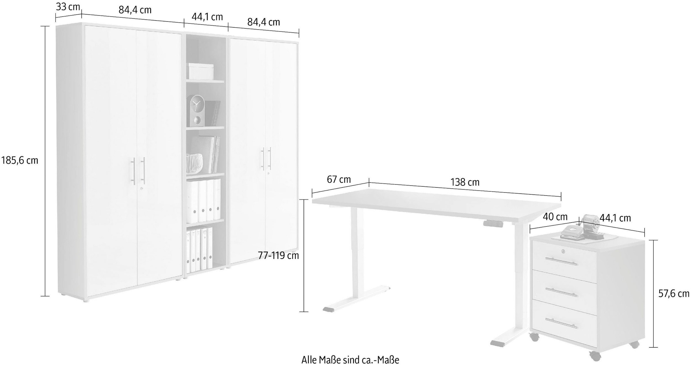 BMG Möbel Büromöbel-Set »Tabor«, St.), elektrisch mit BAUR (Set, höhenverstellbarem Schreibtisch 5 | bestellen