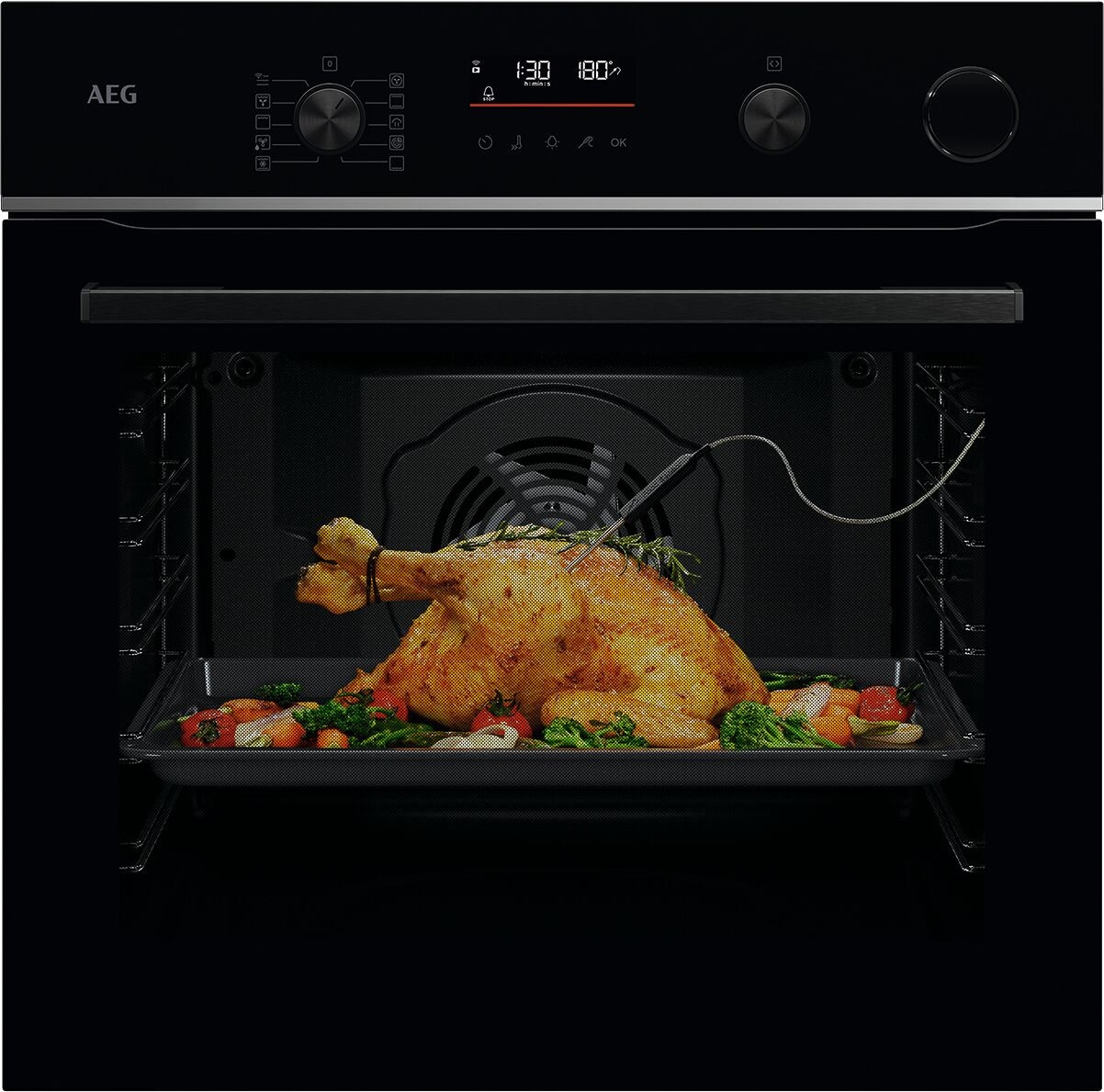 AEG Pyrolyse Backofen "TR6PB50WSB", B:59,6cm H:58,9cm T:56,9cm, schwarz, Backöfen, Backofen mit Dampfzugabe + Heißluft, Pyrolyse Selbstreinigung, WiFi