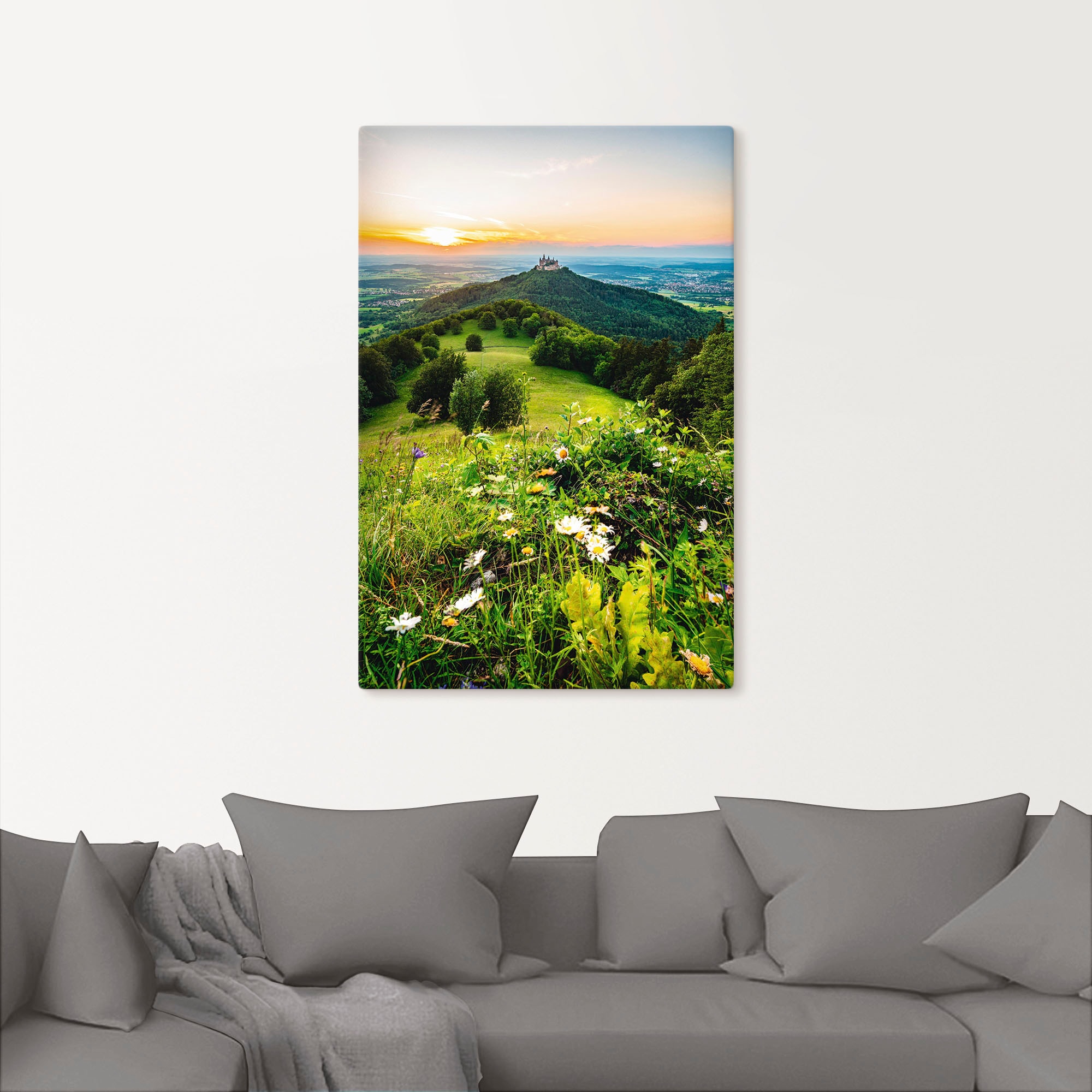 Artland Wandfolie »Burg Hohenzollern bei Sonnenuntergang«, Berge & Alpenbilder, (1 St.), selbstklebend