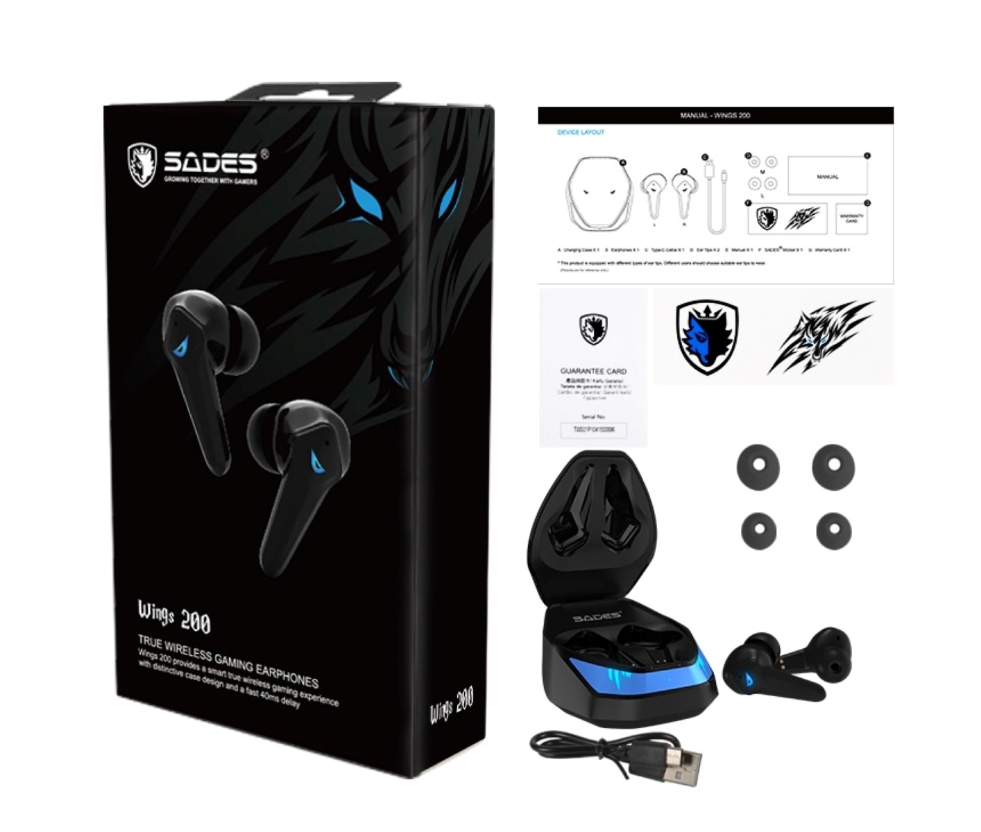Sades In-Ear-Kopfhörer »Wings 200 TW-S02«, kabellos, Stereo, mit Mikrofon,  Bluetooth 5.0, automatische Kopplung | BAUR