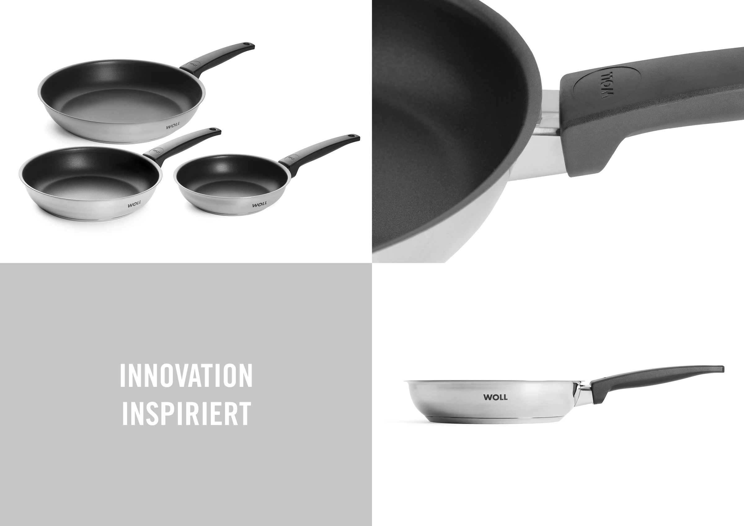 WOLL Pfannen-Set »Concept« Edelstahl Set, 3 Stk. tlg. Antihaftversiegelung