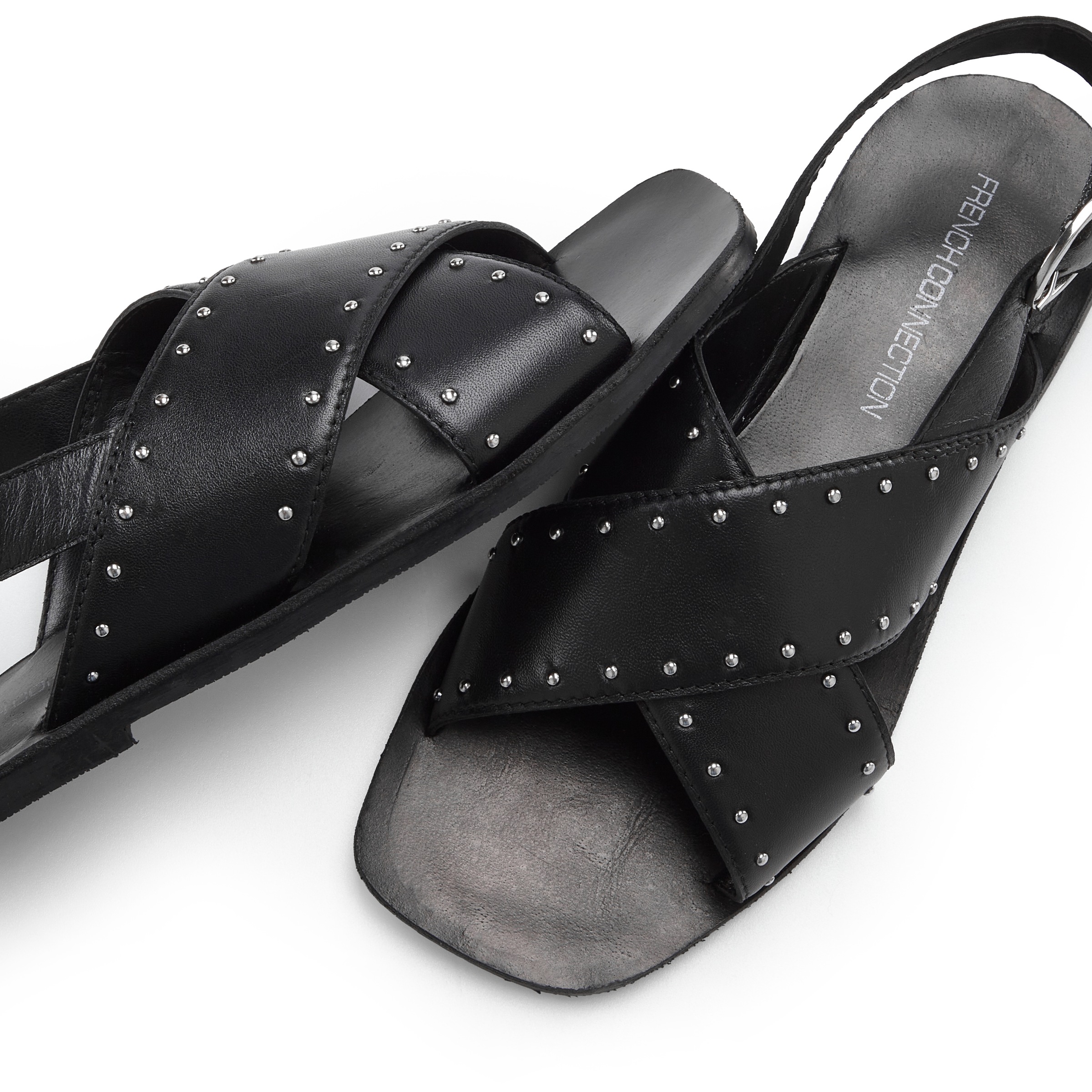 French Connection Sandale »Sandalette, Pantolette,«  Mule, offener Schuh mit Nietenbesatz VEGAN