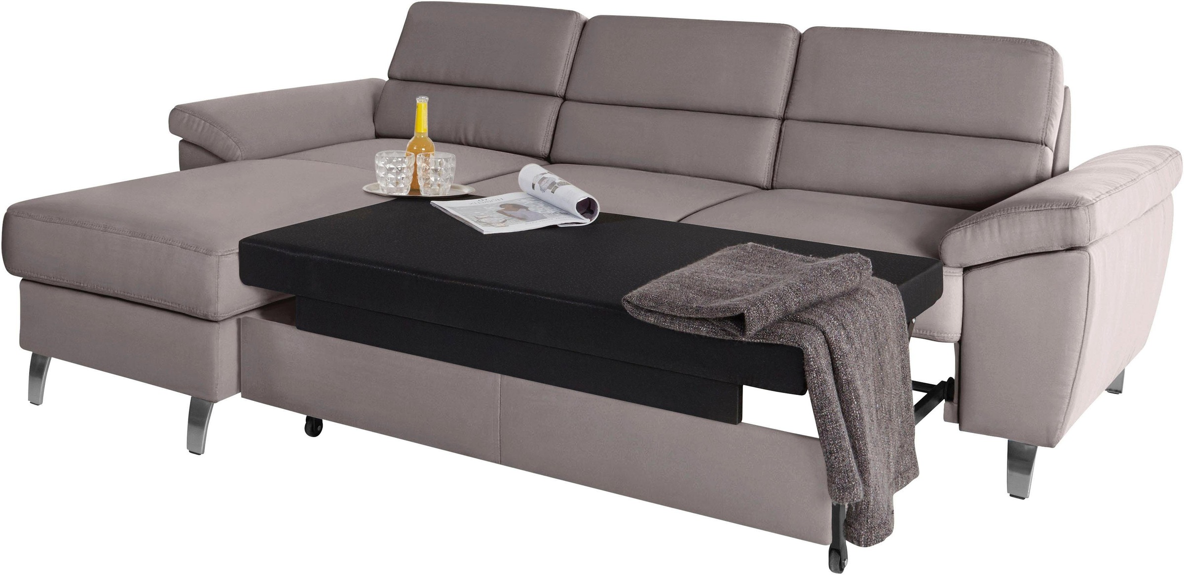 sit&more Ecksofa »Sorano L-Form«, wahlweise mit Bettfunktion und Bettkasten