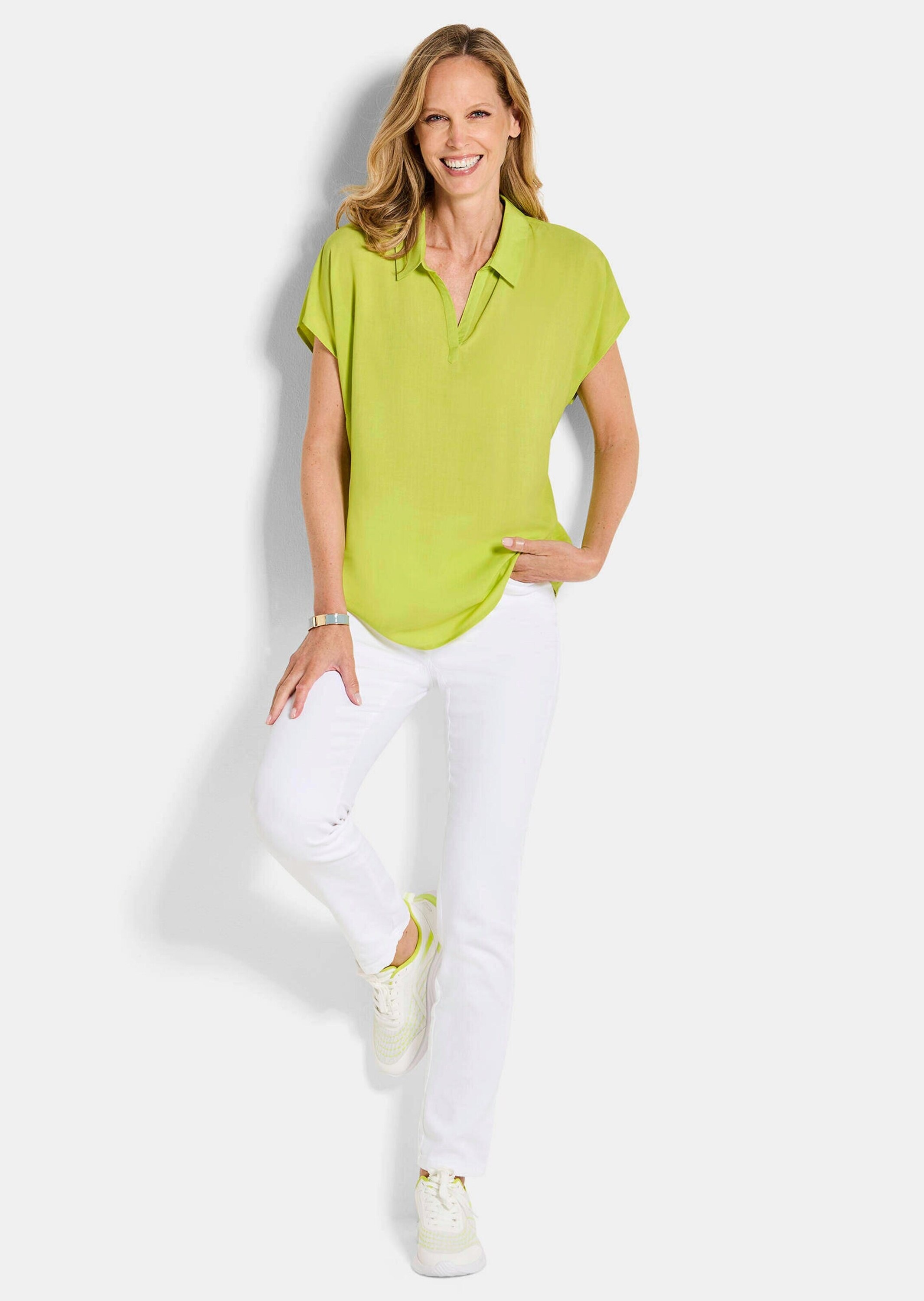 GOLDNER Klassische Bluse "Uni Bluse mit Hemdkragen" superangenhme fliessend günstig online kaufen