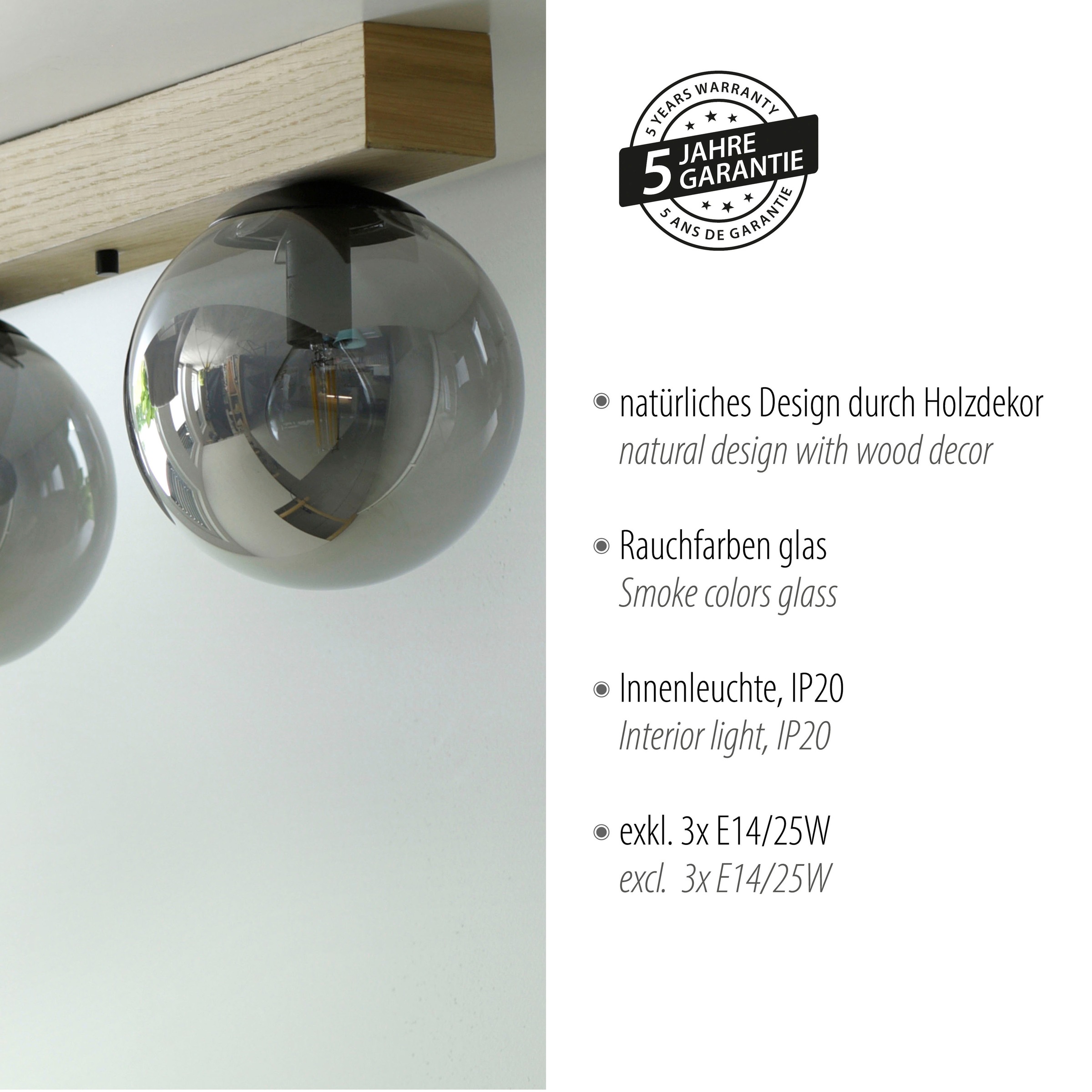 JUST LIGHT Deckenleuchte »GREEN WIDO«, 3 flammig, Leuchtmittel E14 | ohne Leuchtmittel