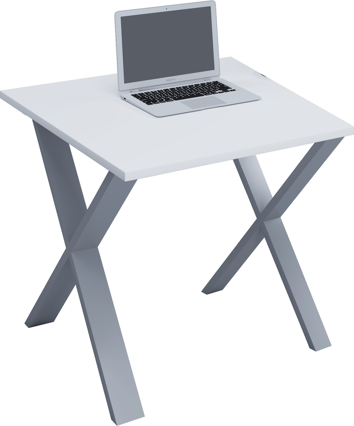 Schreibtisch VCM "Schreibtisch Bürotisch Computertisch 80x80 Lona X", weiß (silber, weiß), B:80cm T:80cm, Tische, Schreibtisch - B/H/T: 80cm x 80cm