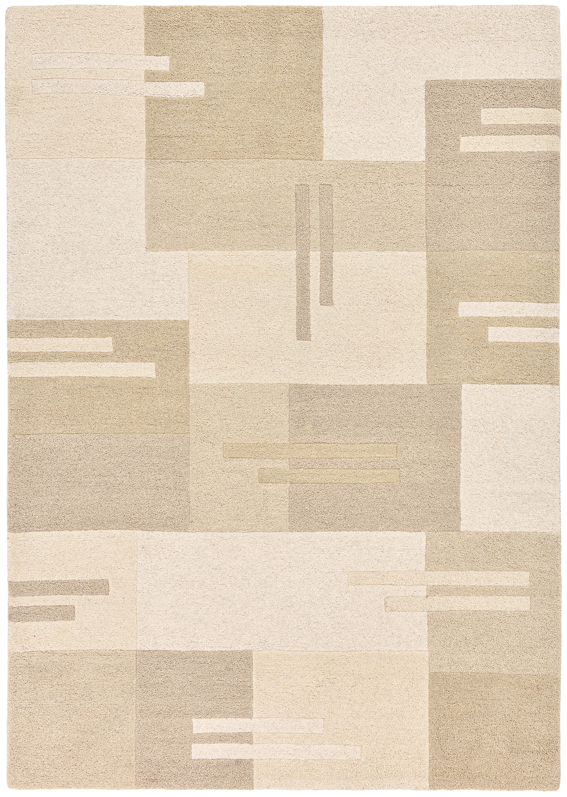 THEKO Wollteppich »Gabbeh Kästchen, Patchwork Design, reine Wolle« rechteckig 14 mm Höhe Naturtöne, Wohnzimmer, Schlafzimmer, Esszimmer
