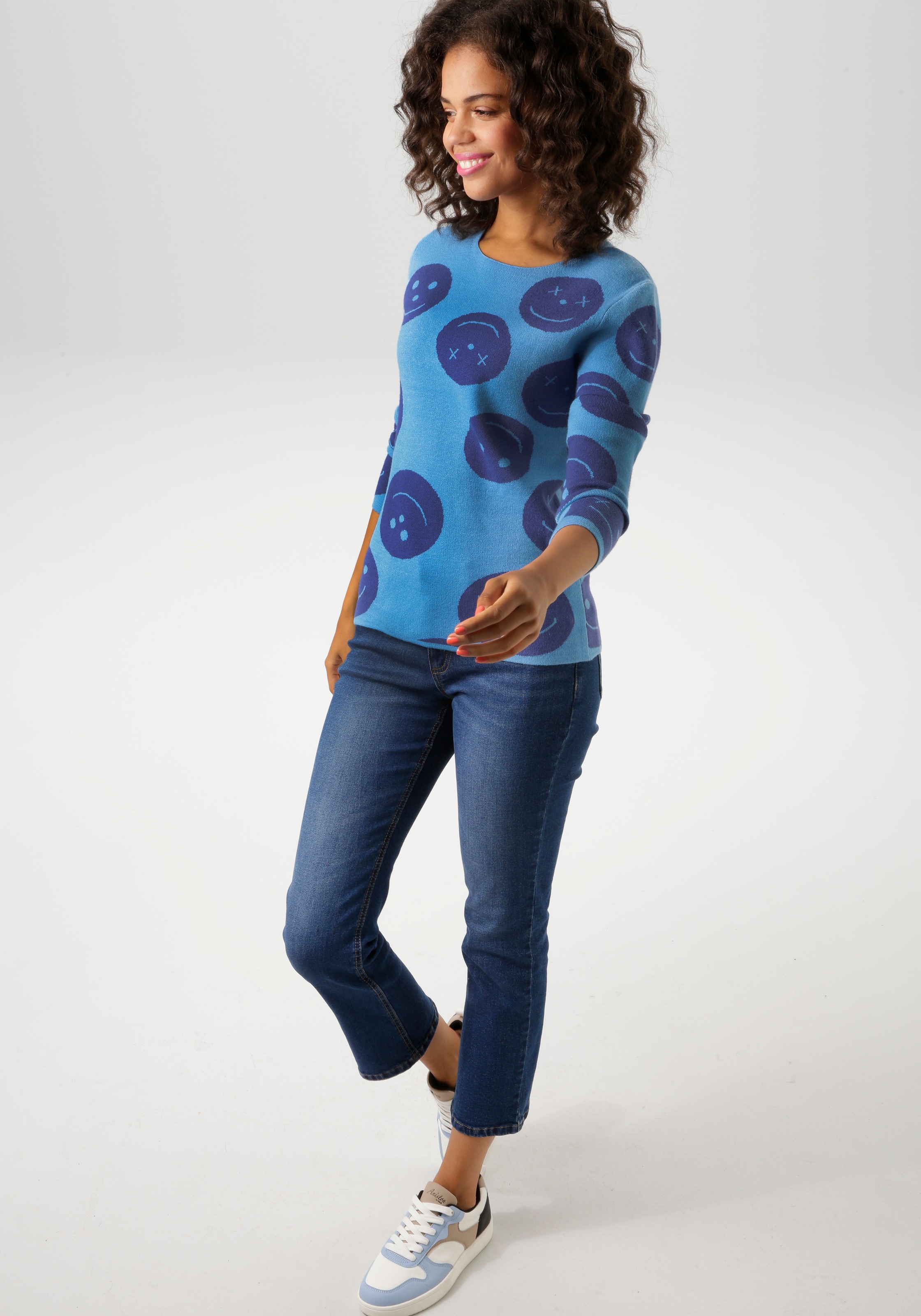 Aniston CASUAL Strickpullover, mit eingestrickten Smileys