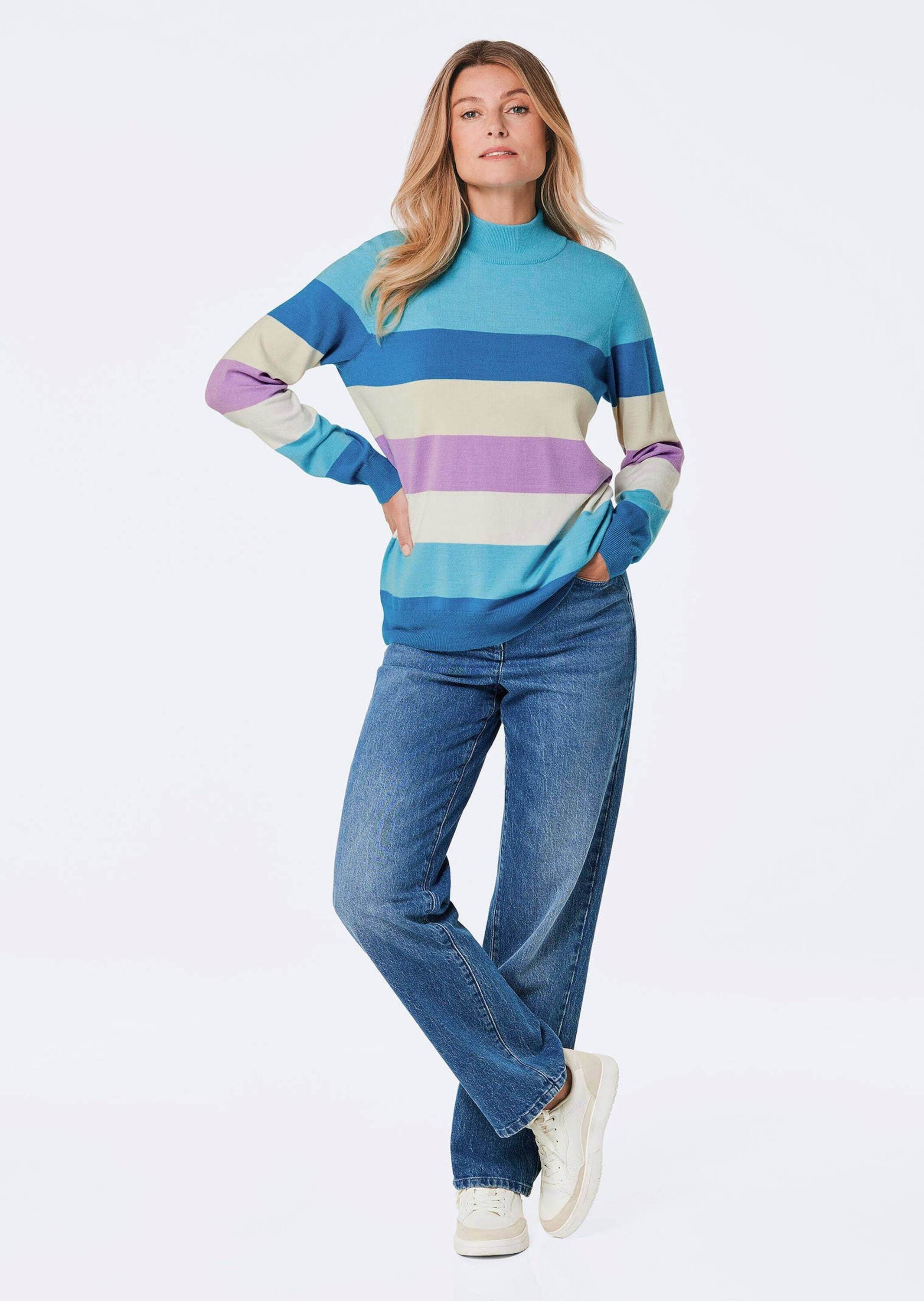 GOLDNER Rundhalspullover »Kurzgröße Strickpullover« Stehbund mit Rippe