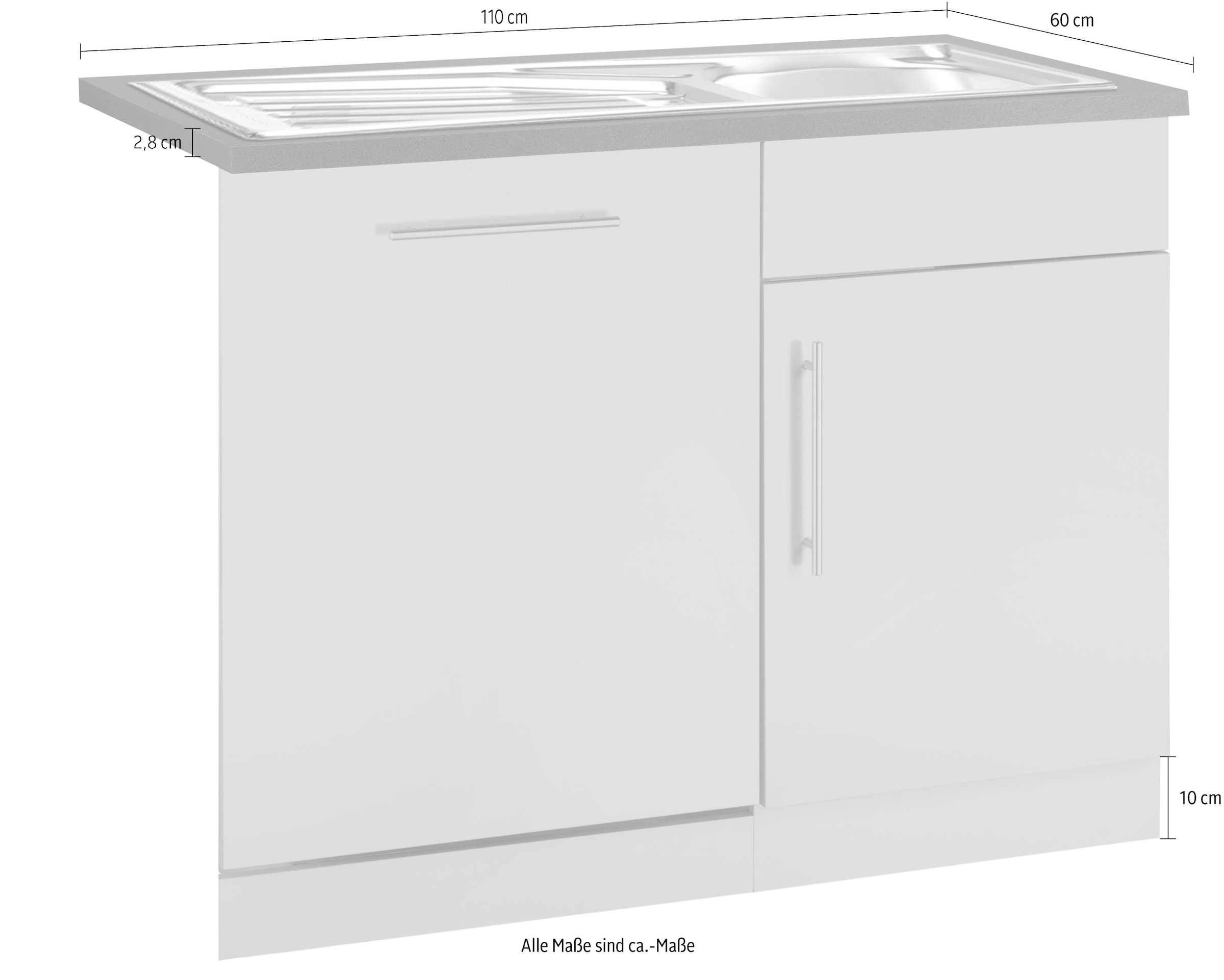 wiho Küchen Spülenschrank »"Cali"« 110 cm breit, inkl. Tür/Sockel für Geschirrspüler