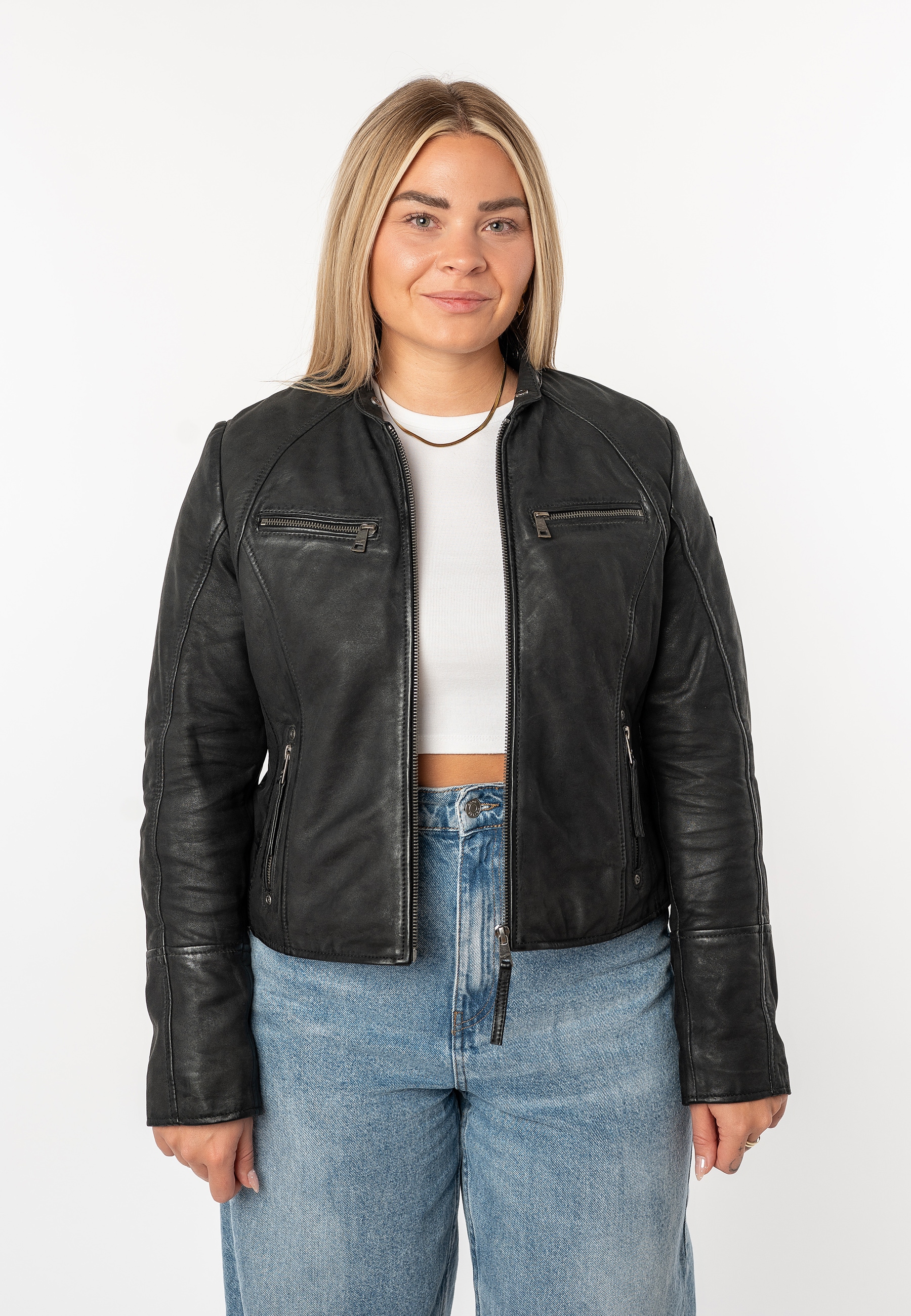 Mauritius Lederjacke »MWNedra« mit Kapuze mit abknöpfbarer Teddyplüsch-Kapuze