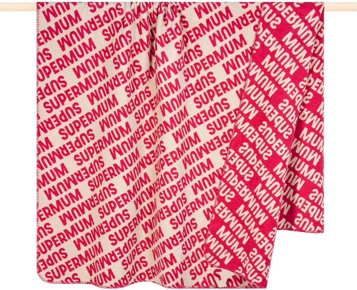 PAD Wohndecke "SUPER" Made in Europe, Wendefunktion, mit Schriftzug, 150x200 cm