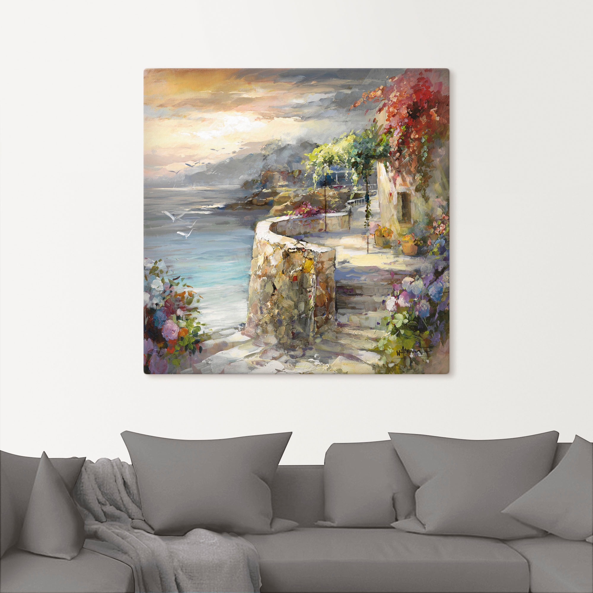 Artland Leinwandbild "Möwen und Sonnenuntergang" Gewässer 1 Stk. tlg. als L günstig online kaufen