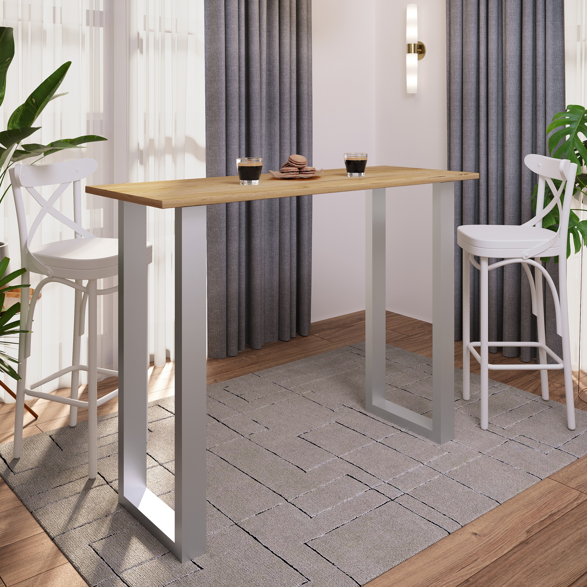 Thumbnail - VCM Bartisch "Holz Bartisch Stehtisch Tisch Tresen Xona 140x50" 1 Stk. tlg.